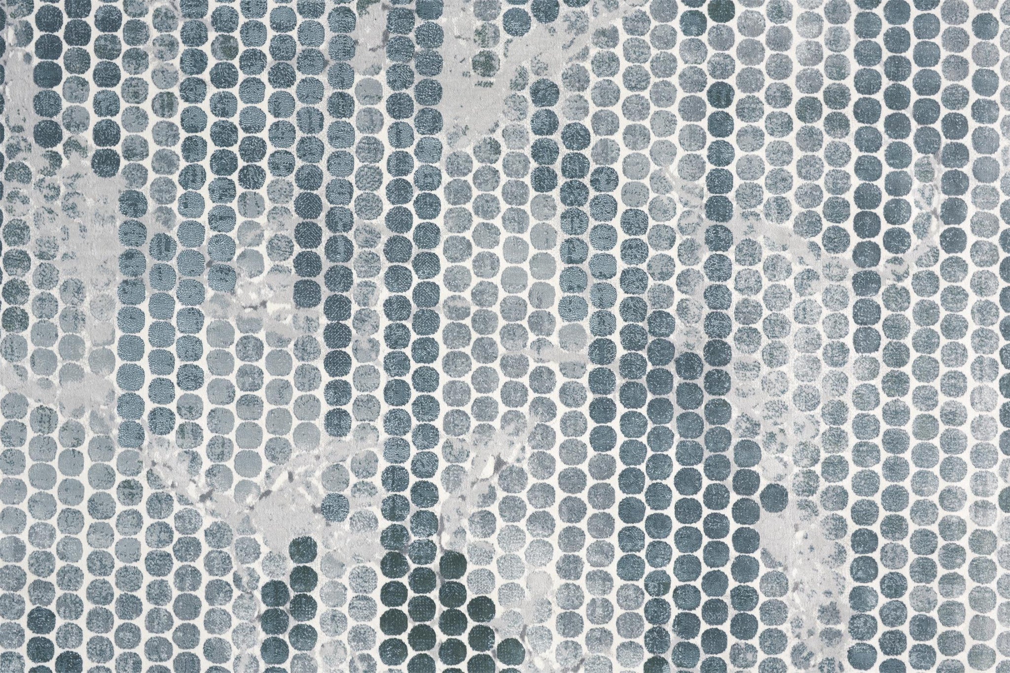 8' X 10' Blue And Gray Polka Dots Distressed Stain Resistant Area Rug