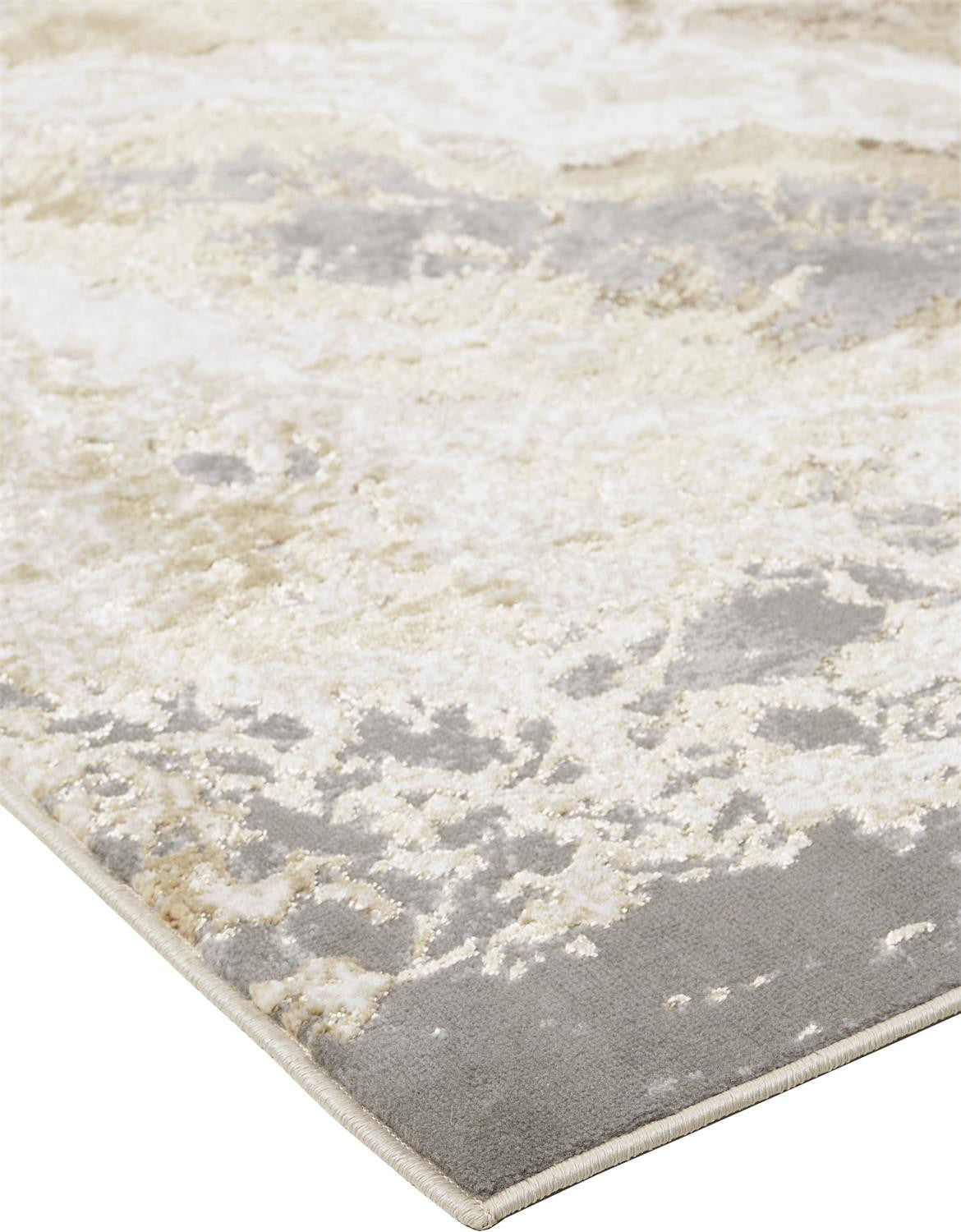 4' X 6' Ivory Silver And Gold Abstract Area Rug