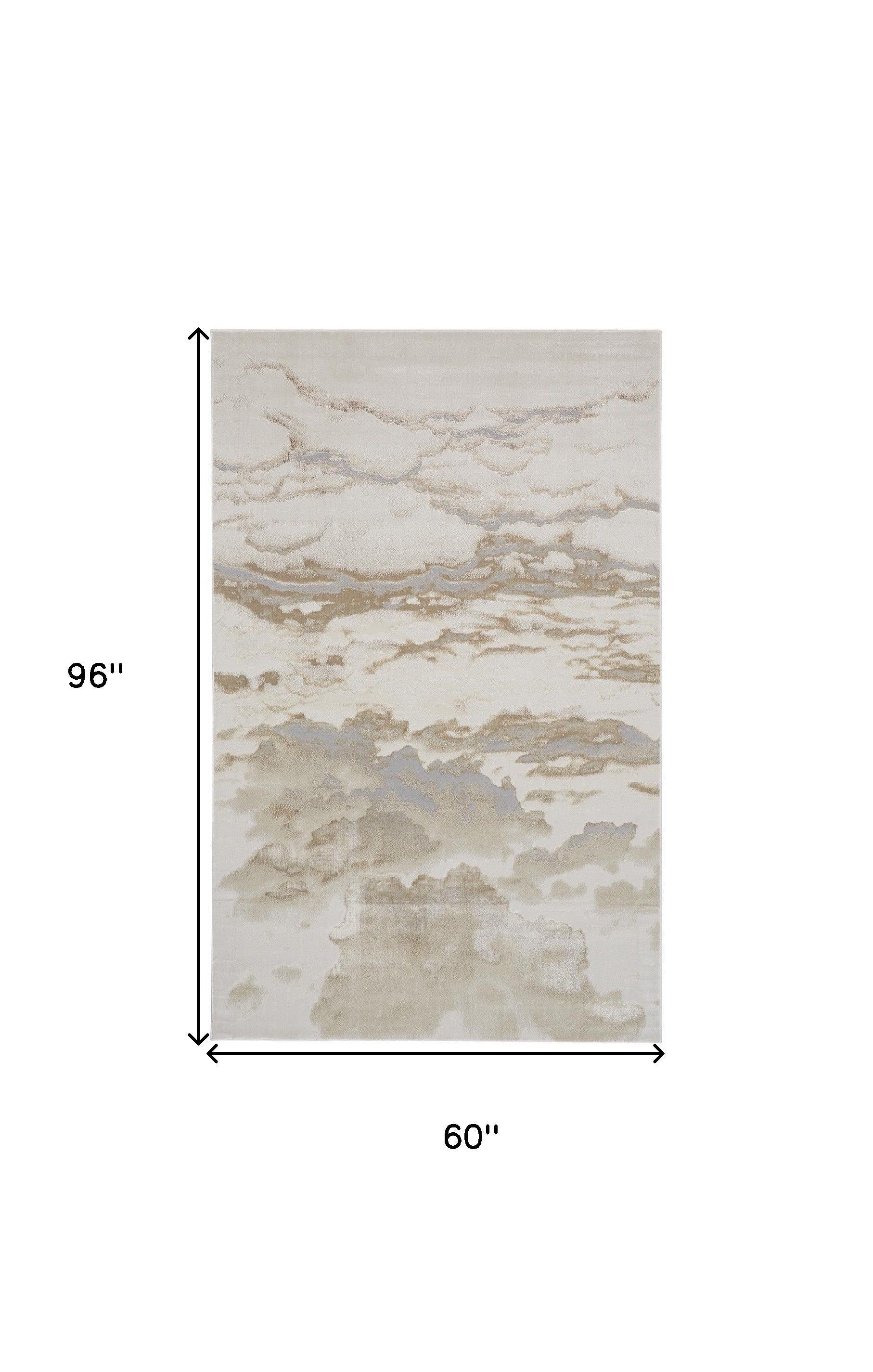 5' X 8' Ivory Tan And Gray Abstract Stain Resistant Area Rug