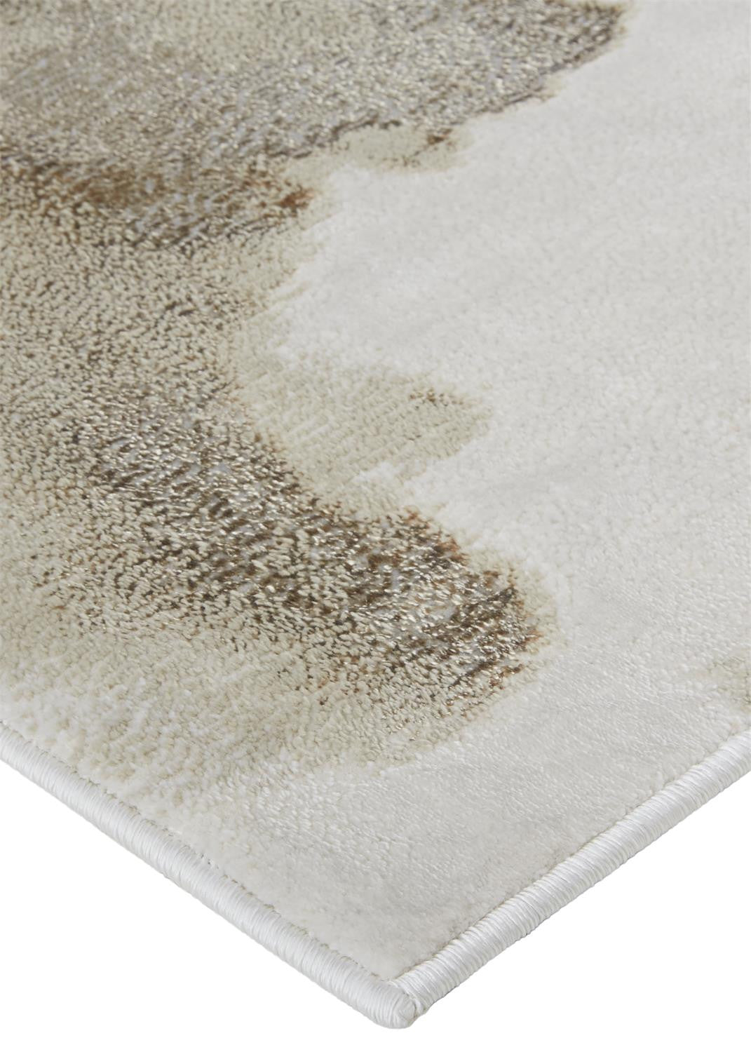 5' X 8' Ivory Tan And Gray Abstract Stain Resistant Area Rug