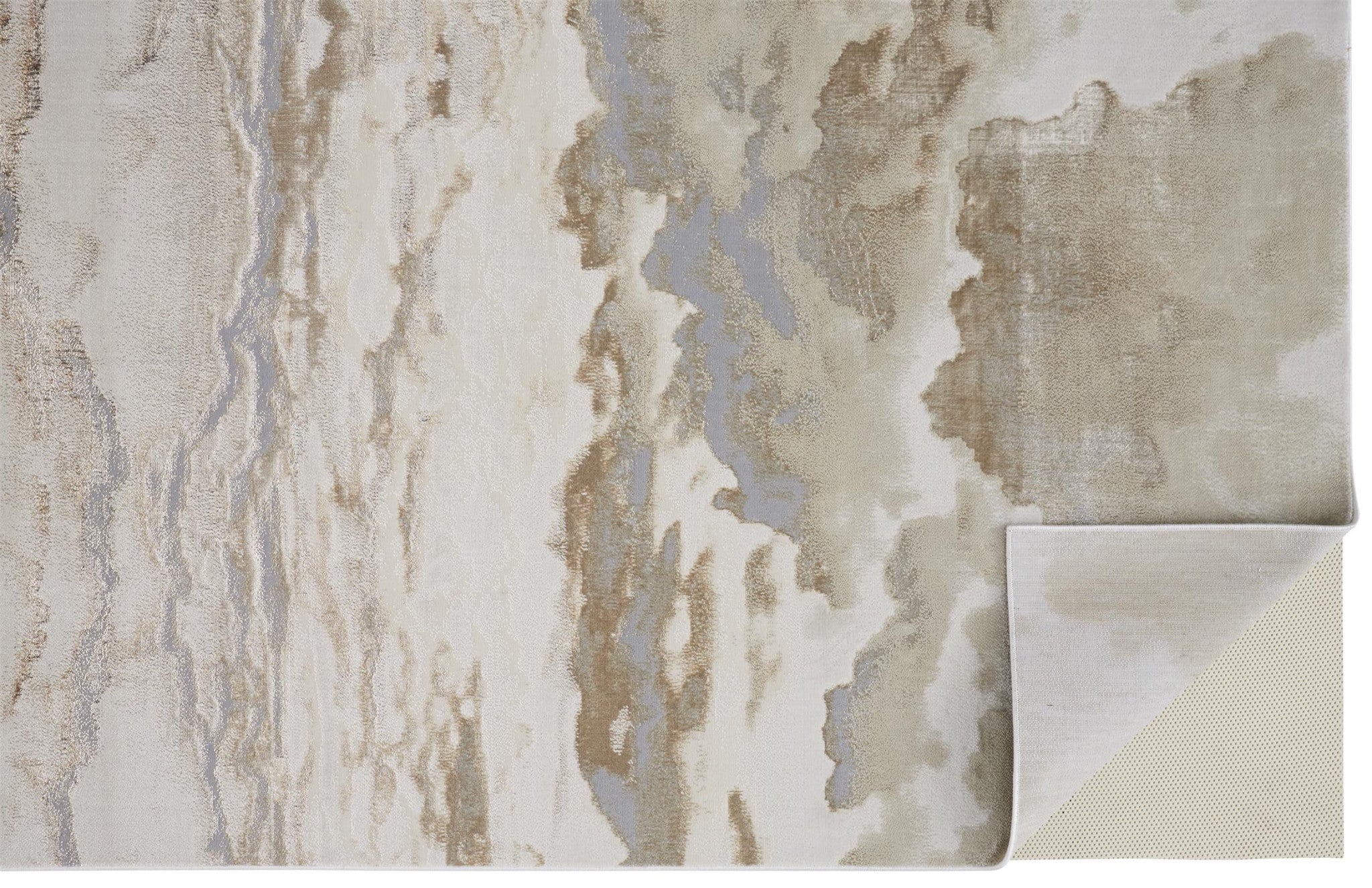 5' X 8' Ivory Tan And Gray Abstract Stain Resistant Area Rug