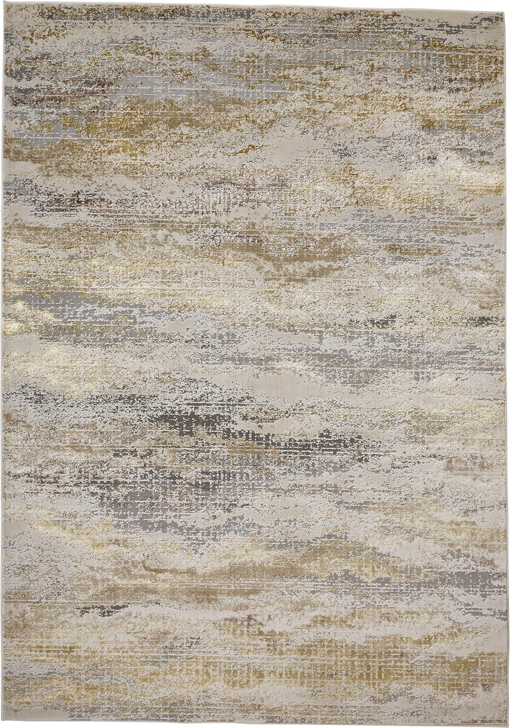 5' X 8' Gold Gray And Ivory Abstract Stain Resistant Area Rug