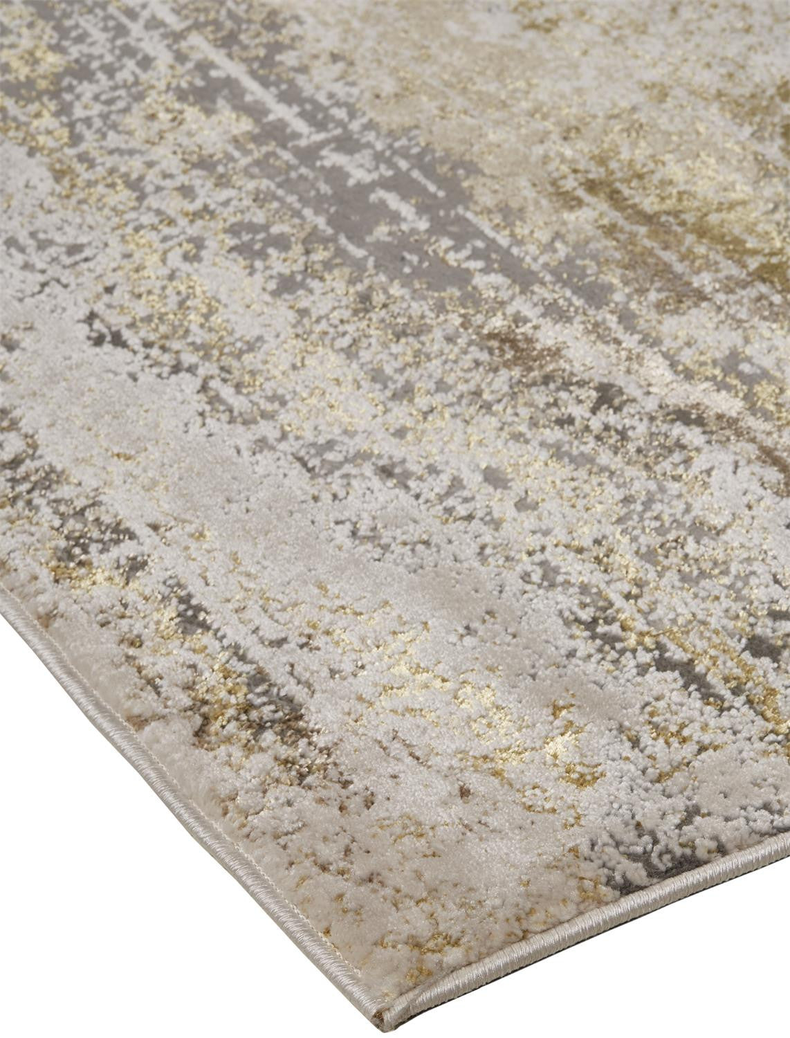 5' X 8' Gold Gray And Ivory Abstract Stain Resistant Area Rug