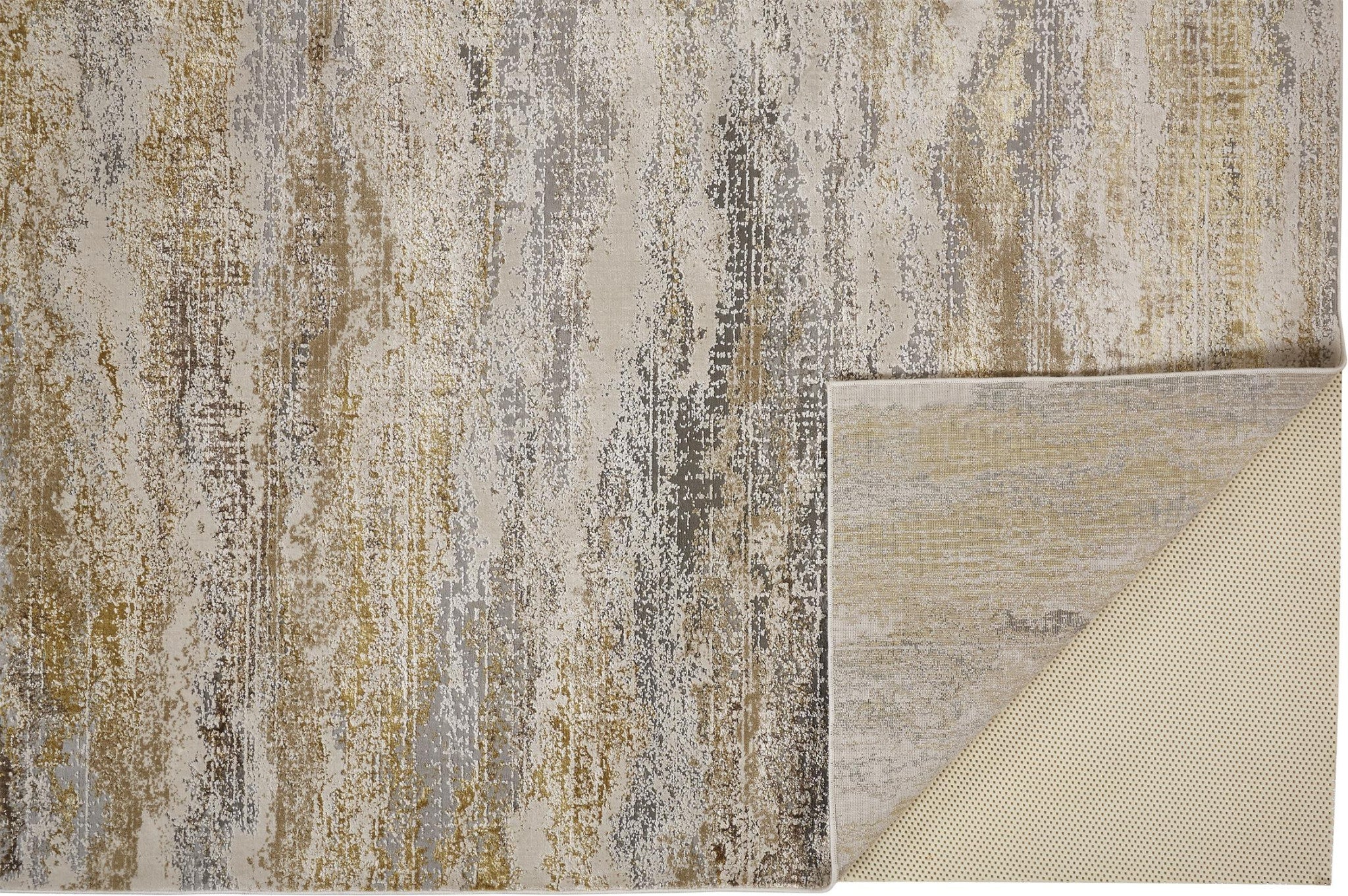 5' X 8' Gold Gray And Ivory Abstract Stain Resistant Area Rug