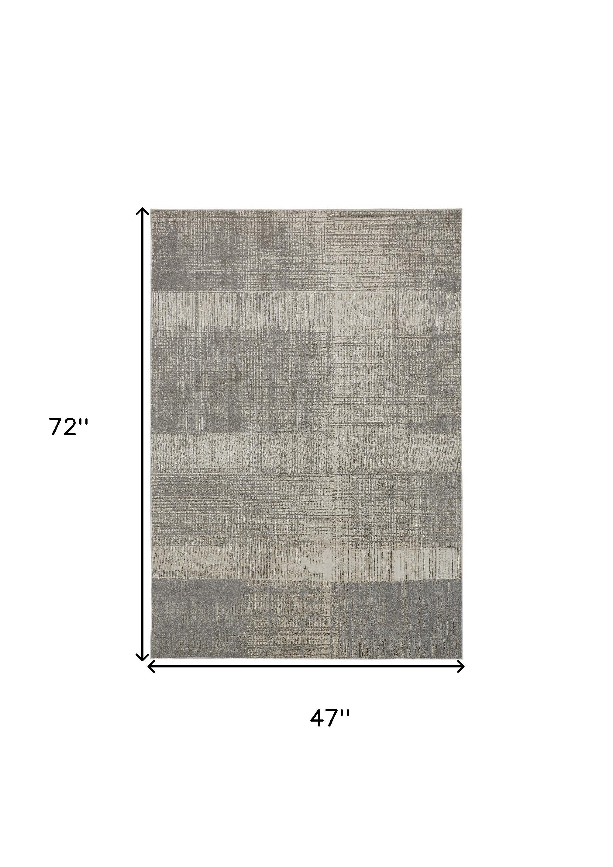 4' X 6' Gray And Ivory Abstract Area Rug