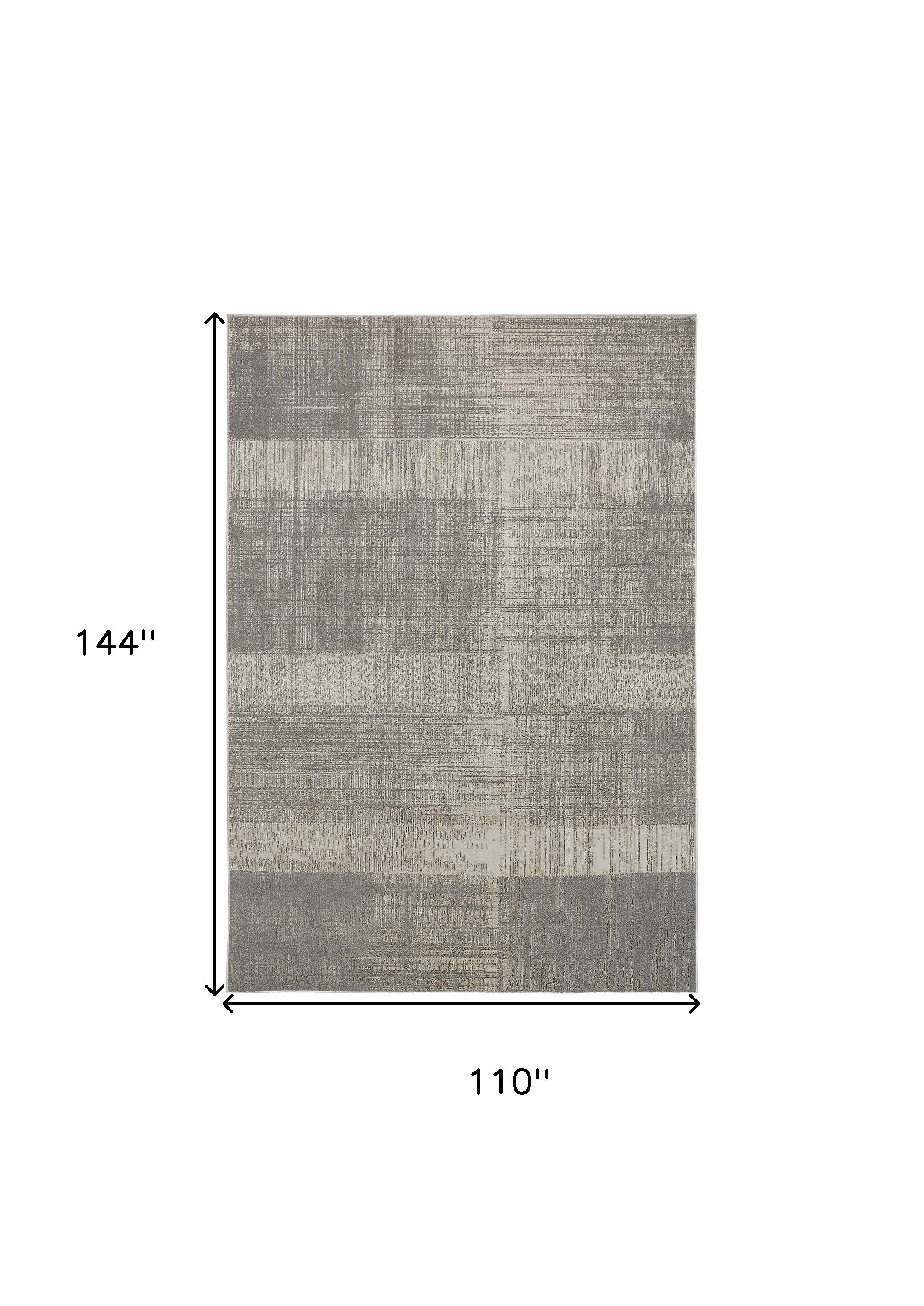 9' X 12' Gray And Ivory Abstract Area Rug