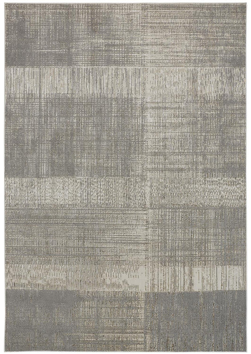 10' X 13' Gray And Ivory Abstract Stain Resistant Area Rug