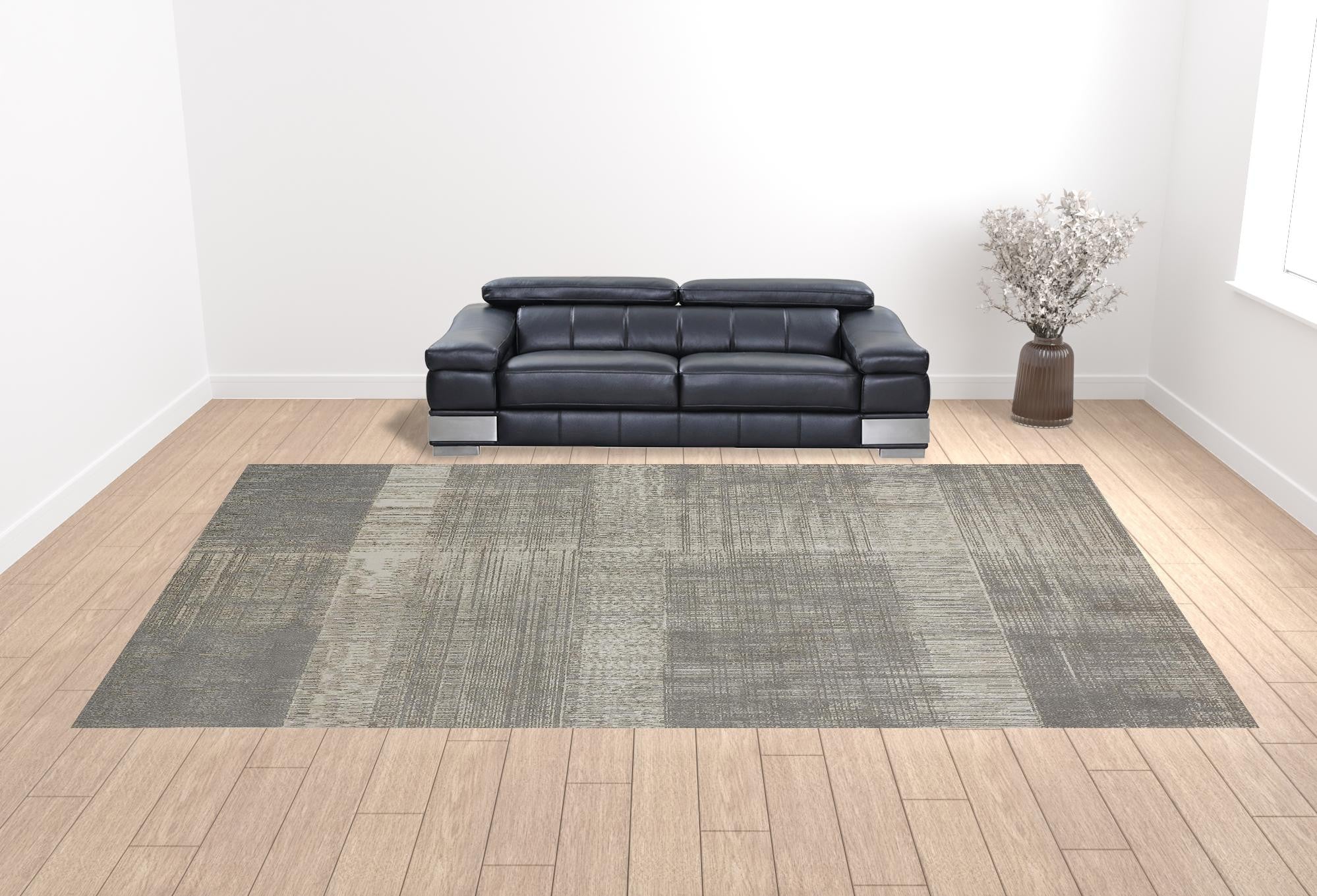 12' X 18' Gray And Ivory Abstract Area Rug