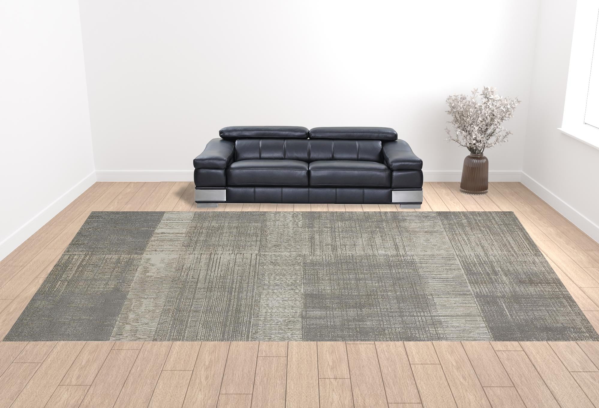 Gray And Ivory Abstract Area Rug