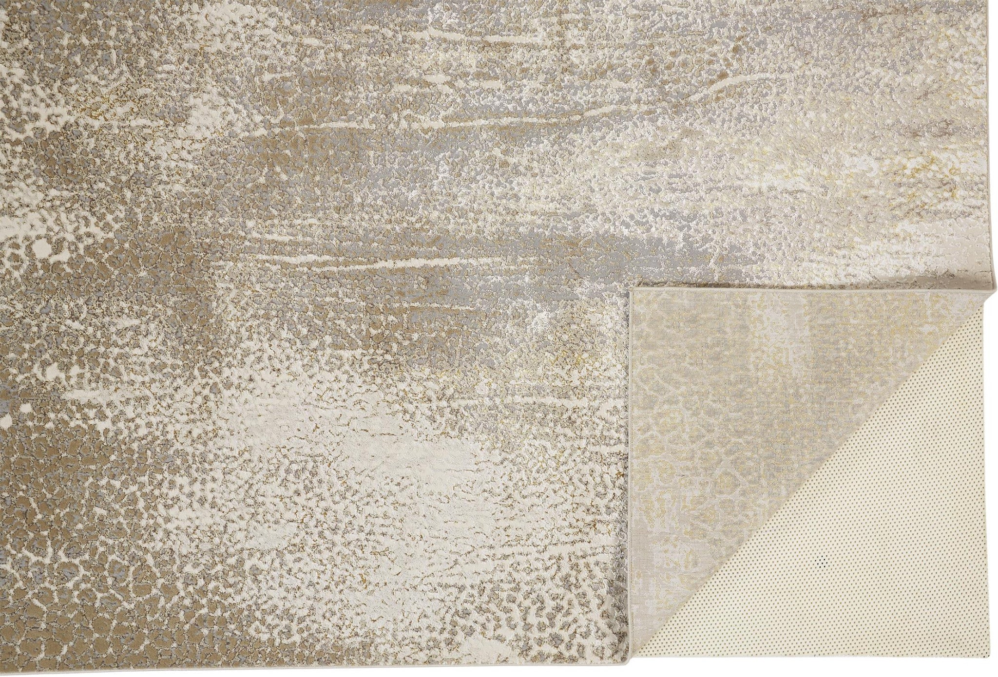 4' X 6' Ivory Gray And Gold Abstract Area Rug