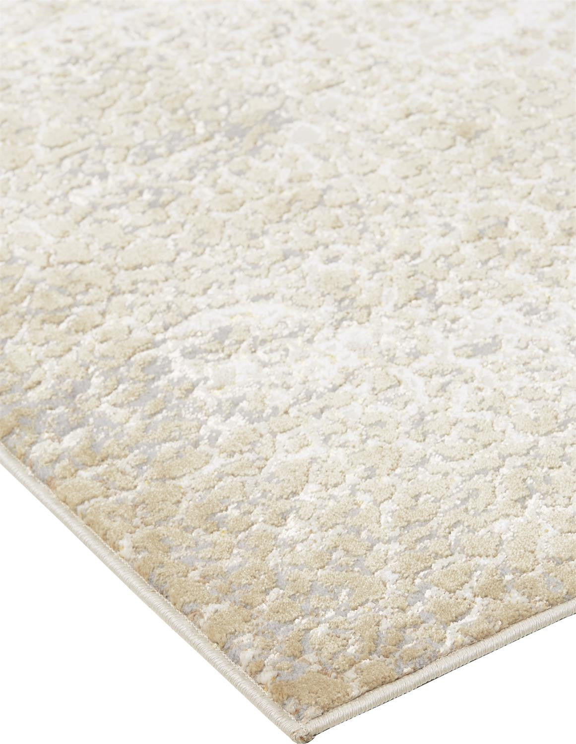 7' X 10' Ivory Gray And Gold Abstract Stain Resistant Area Rug