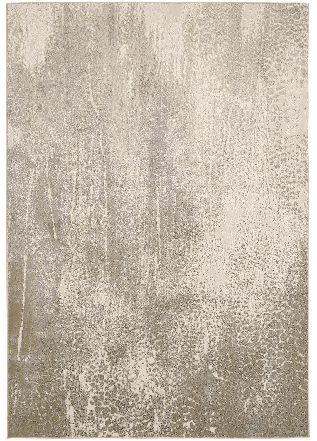 12' X 15' Ivory Gray And Gold Abstract Area Rug