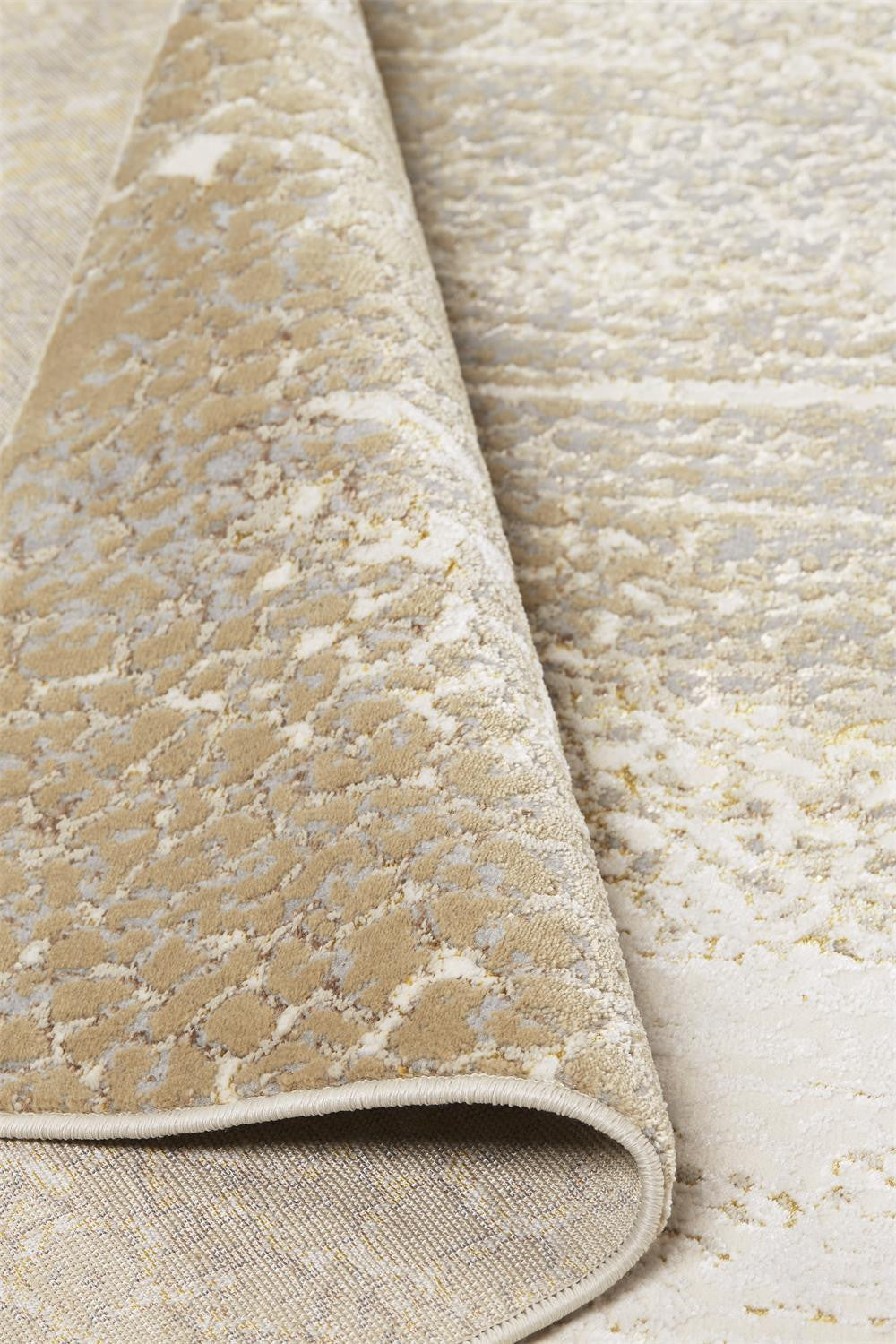 Ivory Gray And Gold Abstract Area Rug