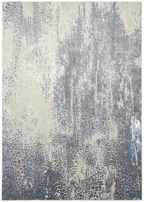 7' X 10' Gray Blue And Ivory Abstract Stain Resistant Area Rug