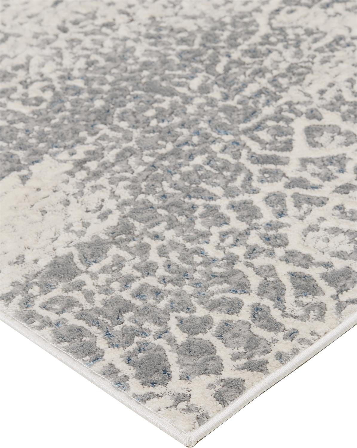 7' X 10' Gray Blue And Ivory Abstract Stain Resistant Area Rug