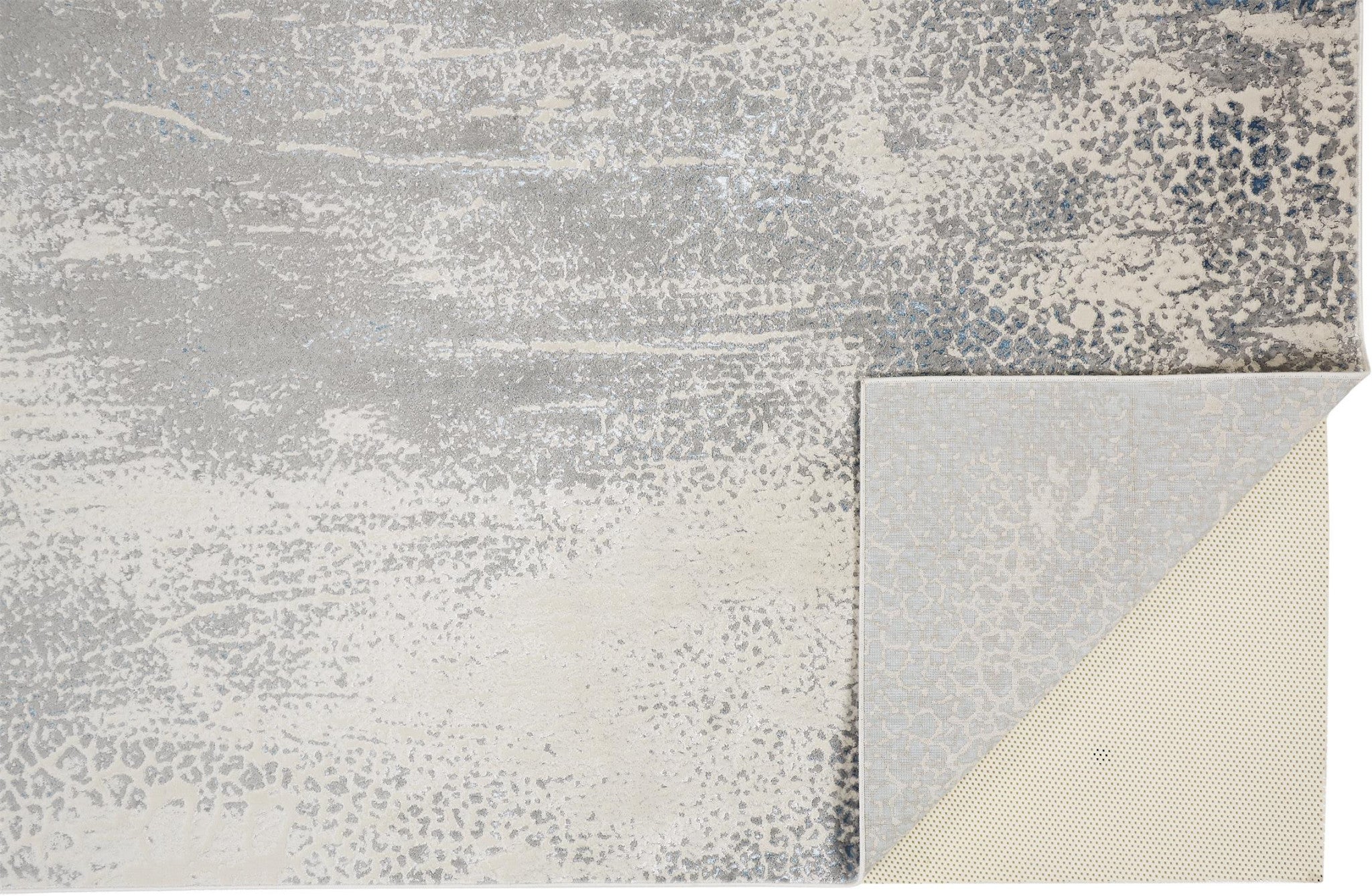 7' X 10' Gray Blue And Ivory Abstract Stain Resistant Area Rug