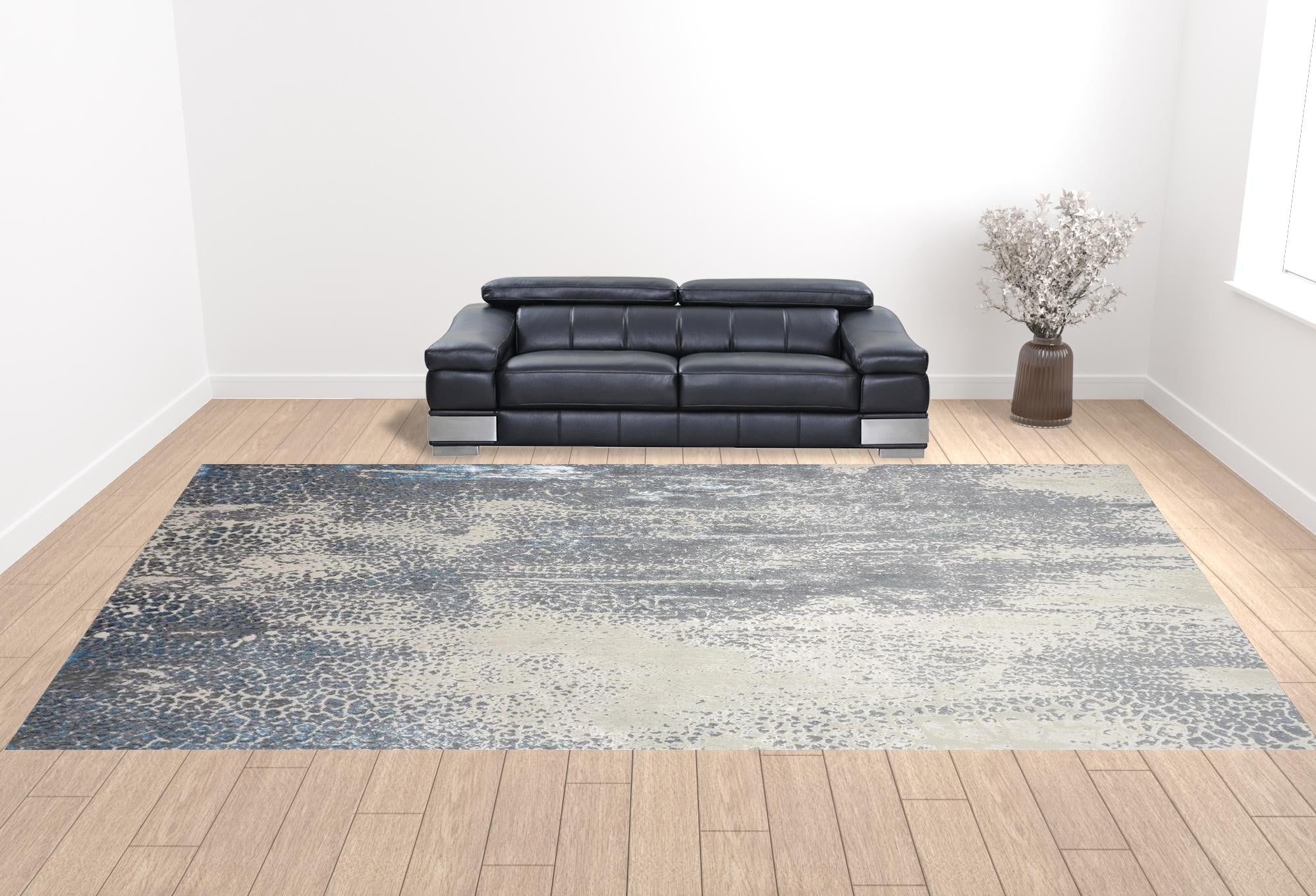 Gray Blue And Ivory Abstract Area Rug