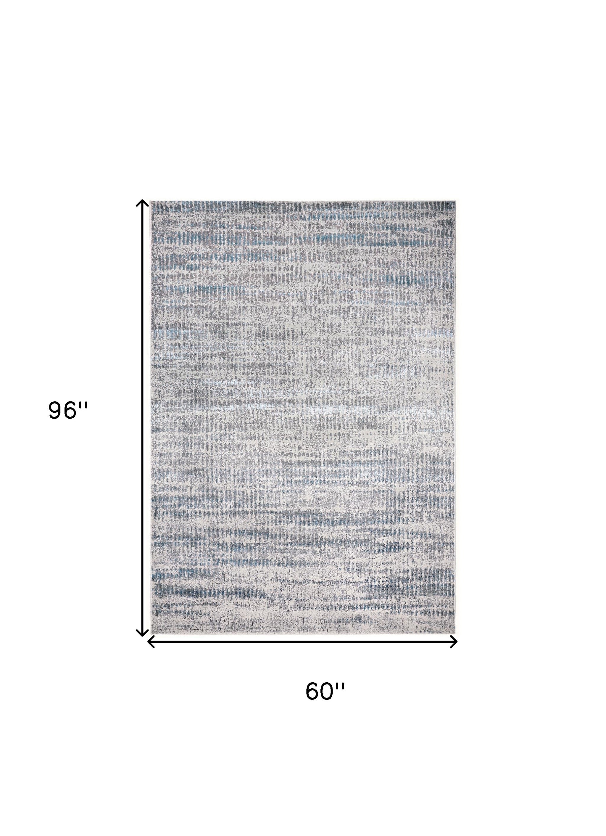 5' X 8' Blue Gray And Ivory Abstract Stain Resistant Area Rug