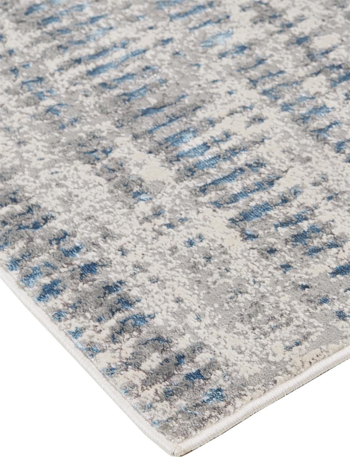 9' X 12' Blue Gray And Ivory Abstract Area Rug