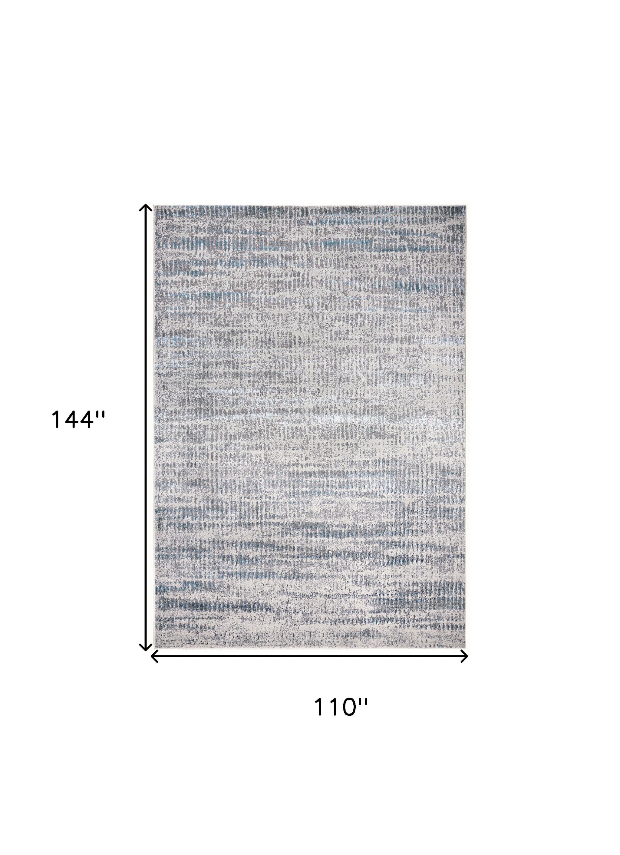 9' X 12' Blue Gray And Ivory Abstract Area Rug