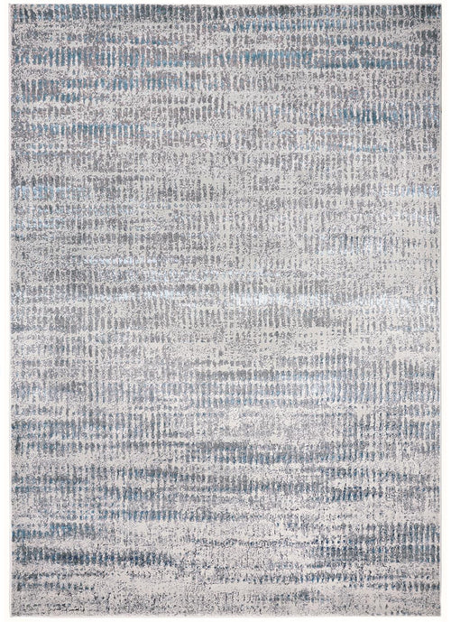 8' X 11' Blue Gray And Ivory Abstract Stain Resistant Area Rug