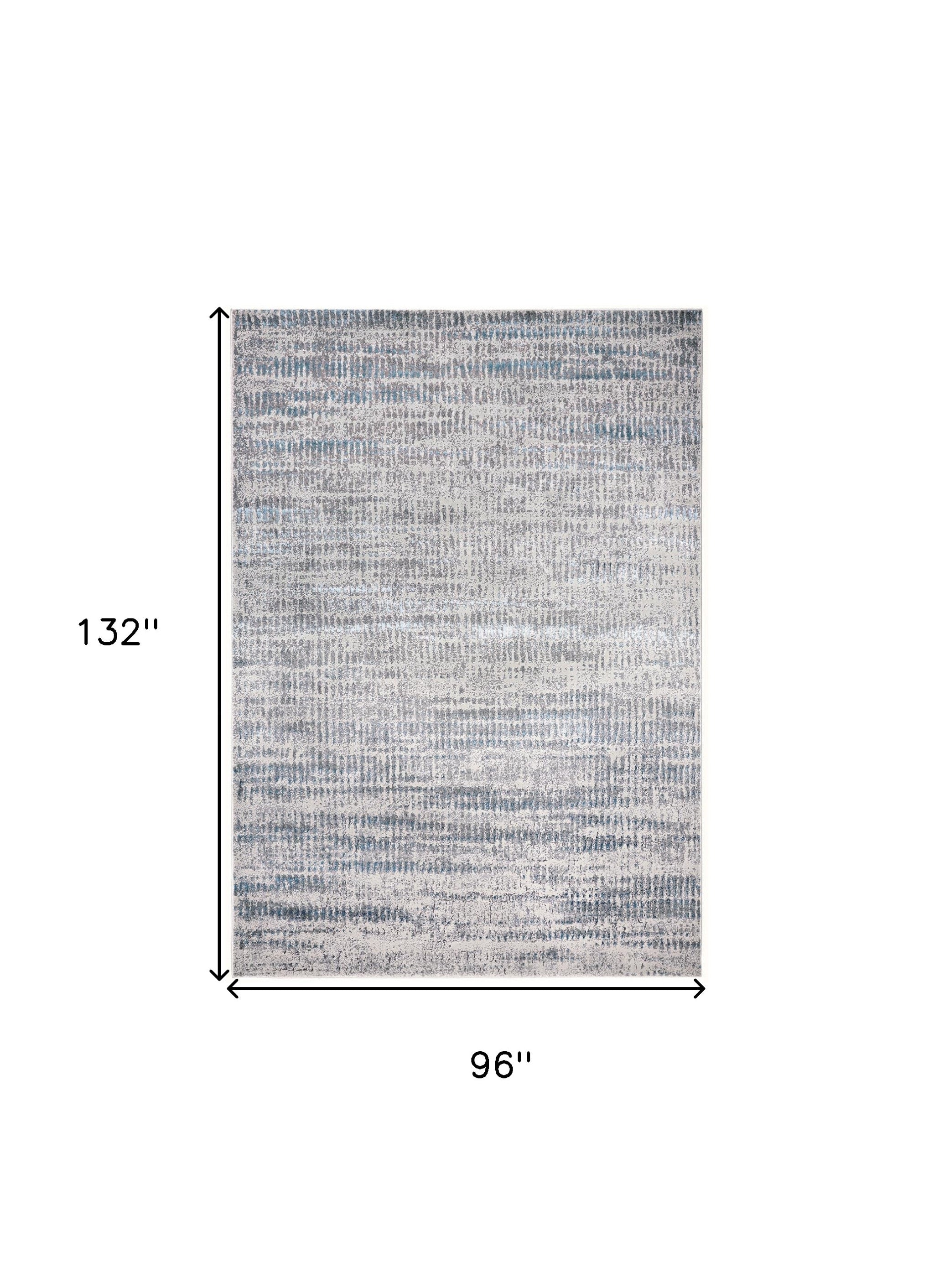 8' X 11' Blue Gray And Ivory Abstract Stain Resistant Area Rug