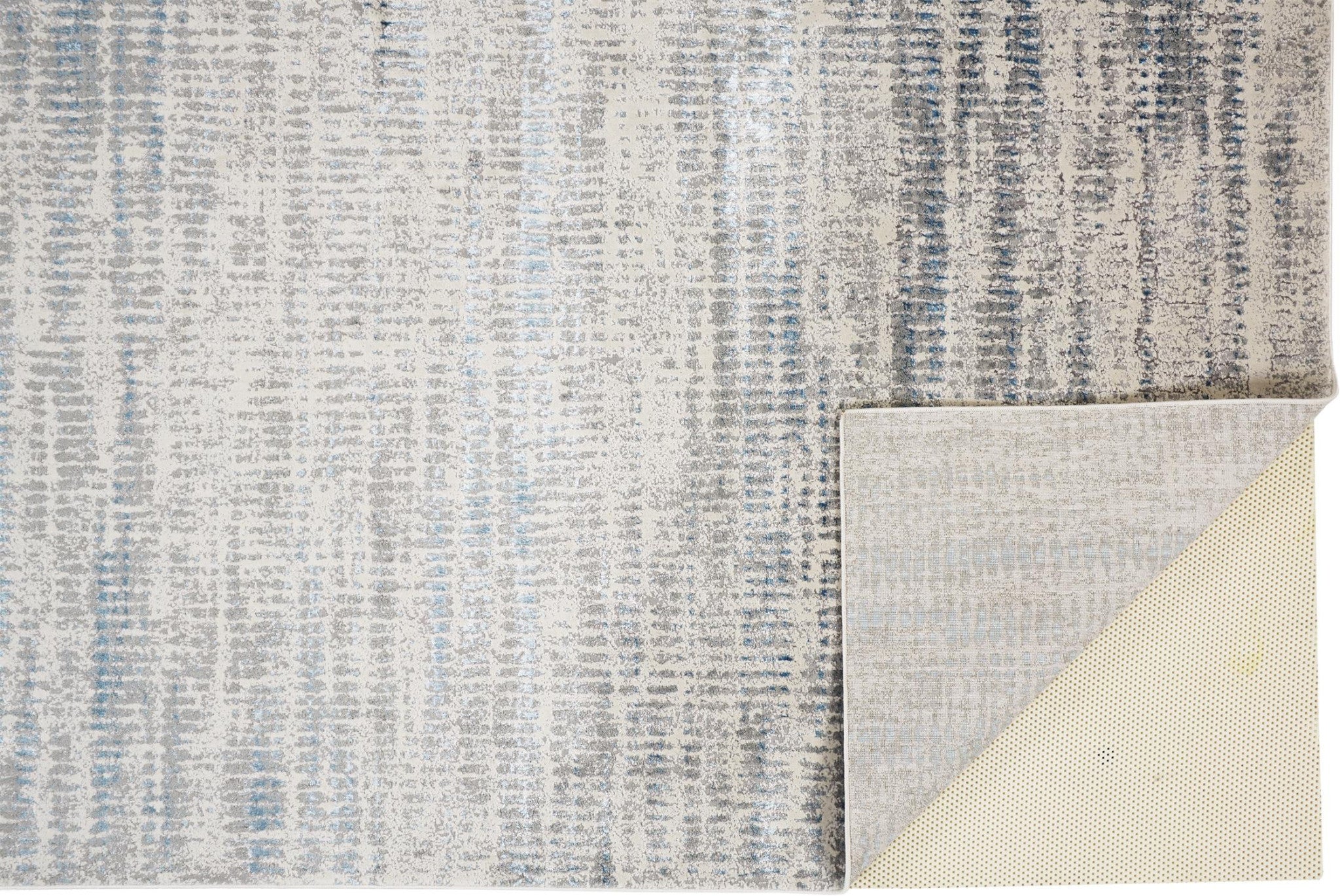 10' X 13' Blue Gray And Ivory Abstract Stain Resistant Area Rug