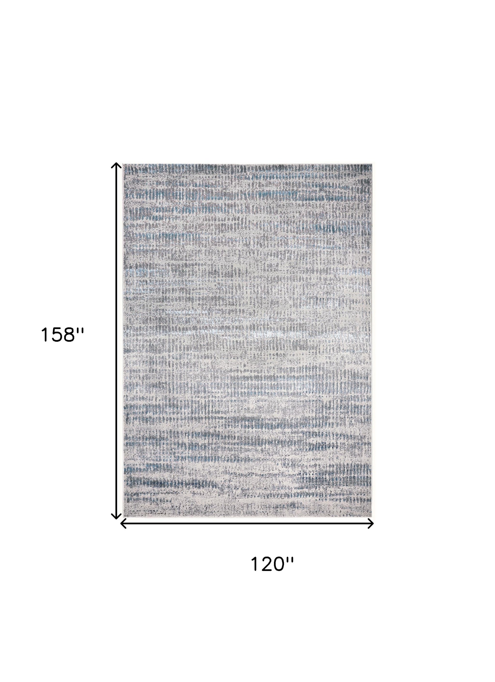 10' X 13' Blue Gray And Ivory Abstract Stain Resistant Area Rug