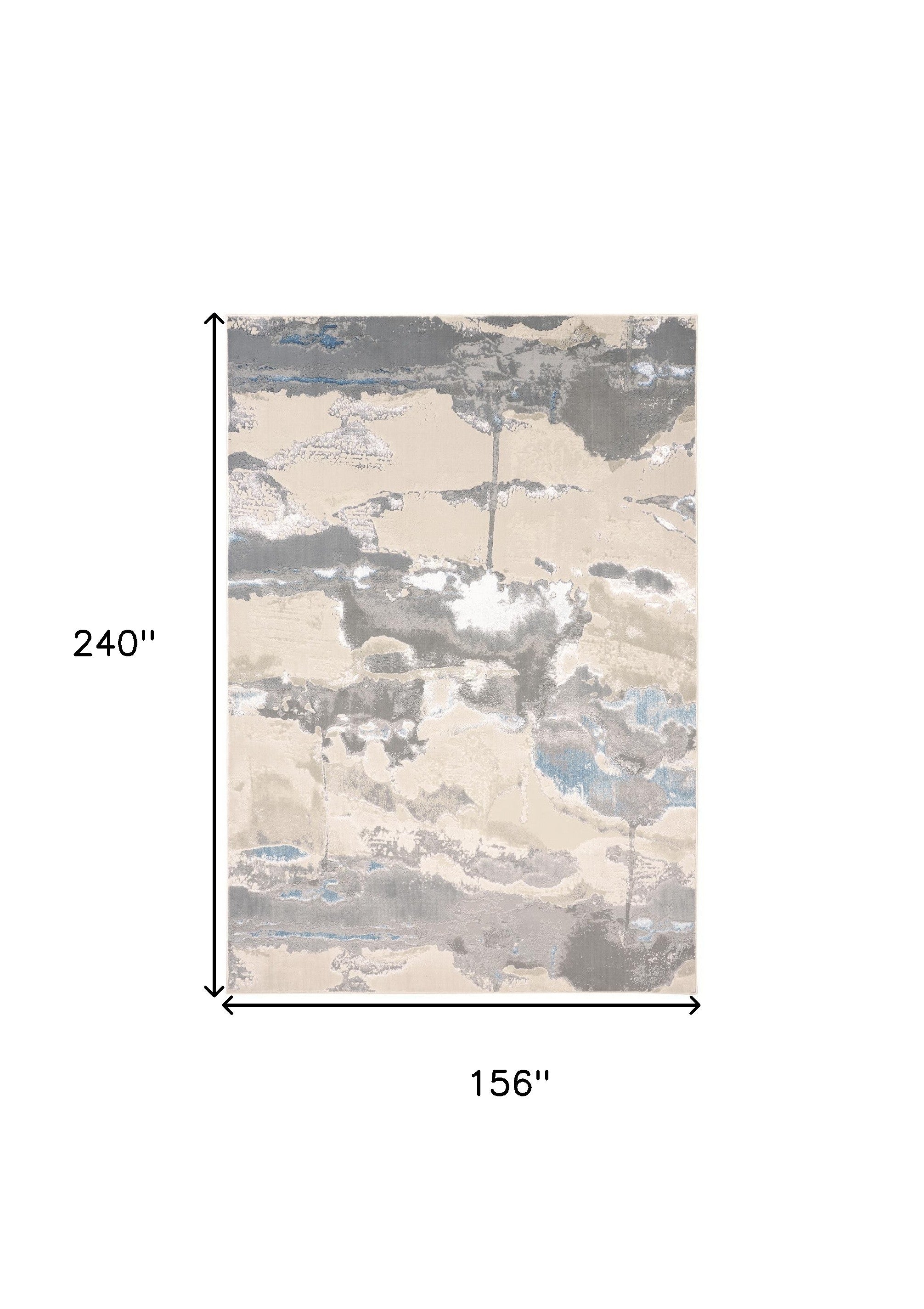 Ivory Gray And Blue Abstract Area Rug