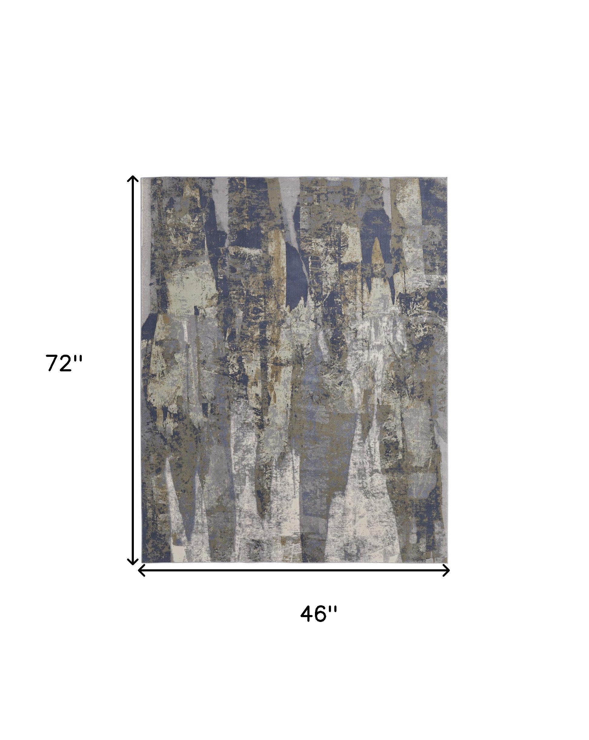 4' X 6' Blue Gray And Tan Abstract Power Loom Distressed Area Rug