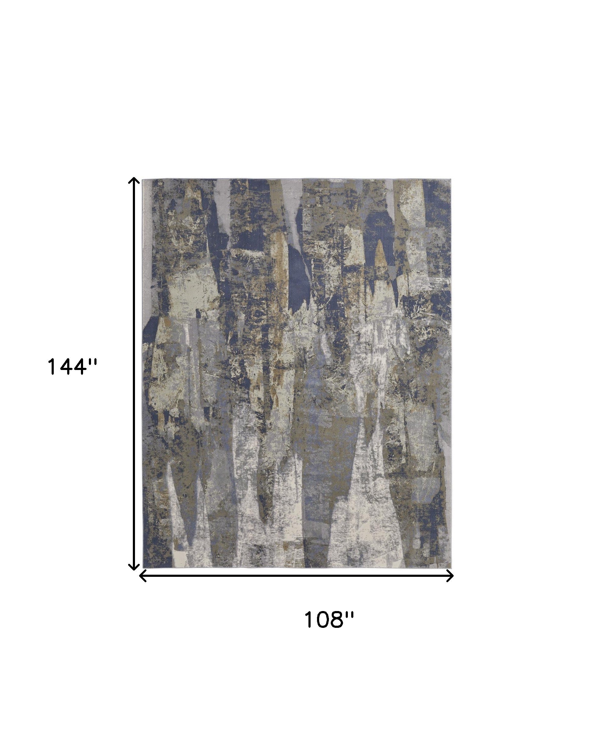 9' X 12' Blue Gray And Tan Abstract Power Loom Distressed Area Rug