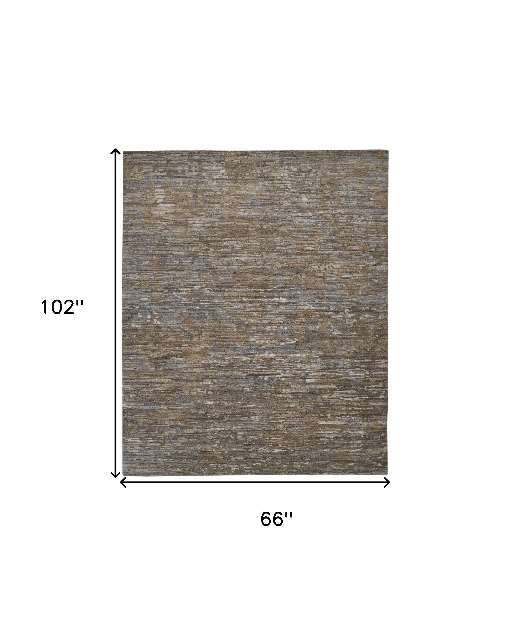 5' X 8' Brown And Gray Wool Abstract Hand Knotted Area Rug