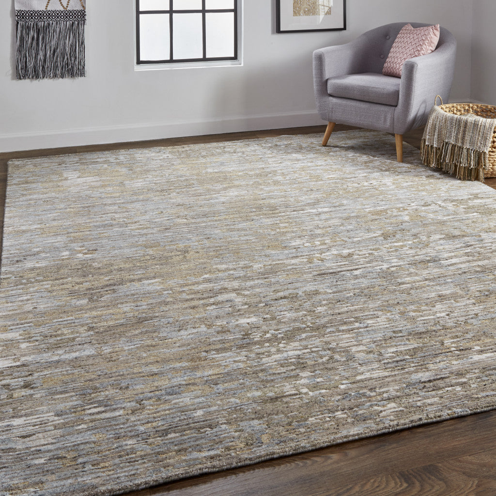 5' X 8' Brown And Gray Wool Abstract Hand Knotted Area Rug