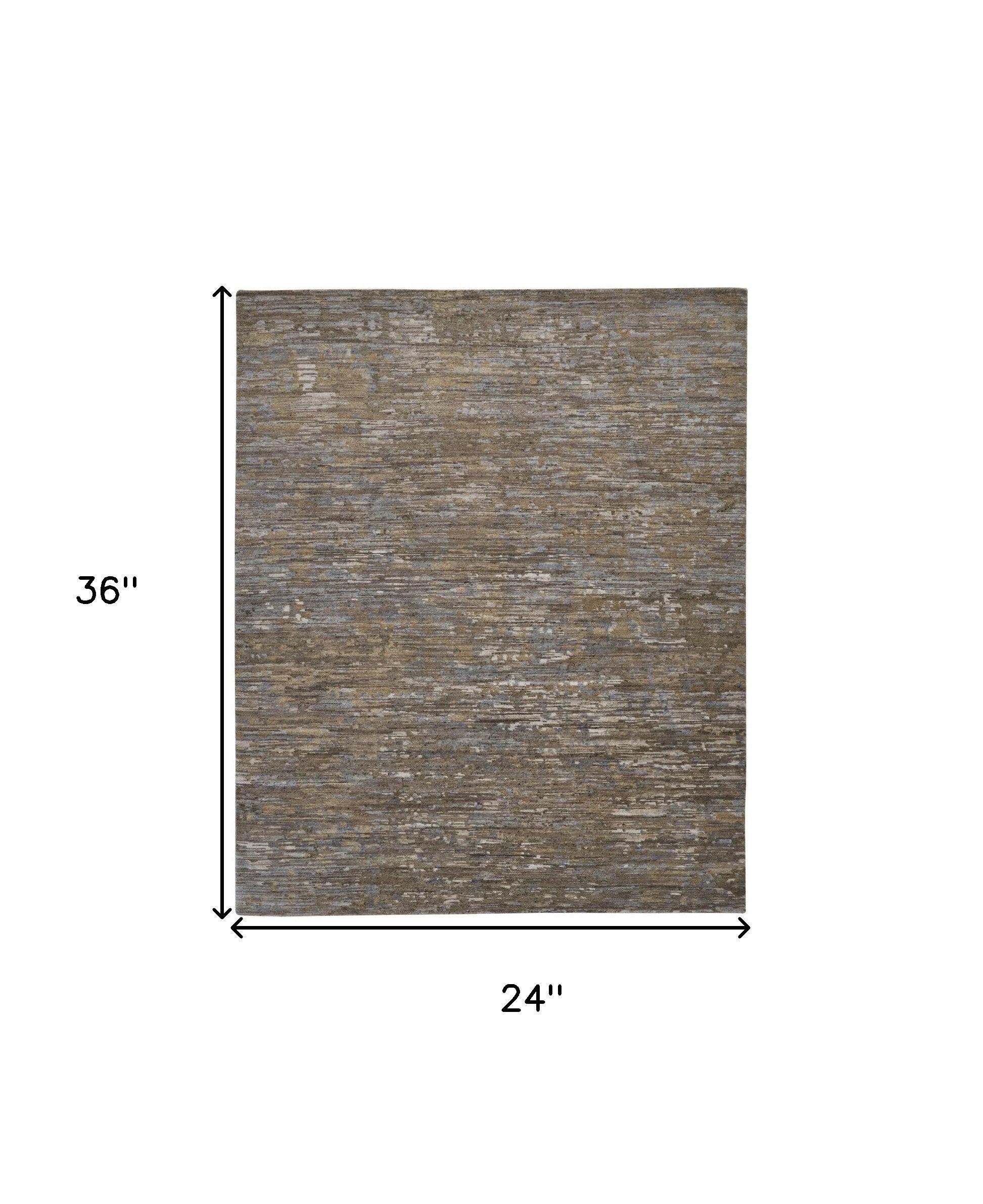 2' X 3' Brown And Gray Wool Abstract Hand Knotted Area Rug