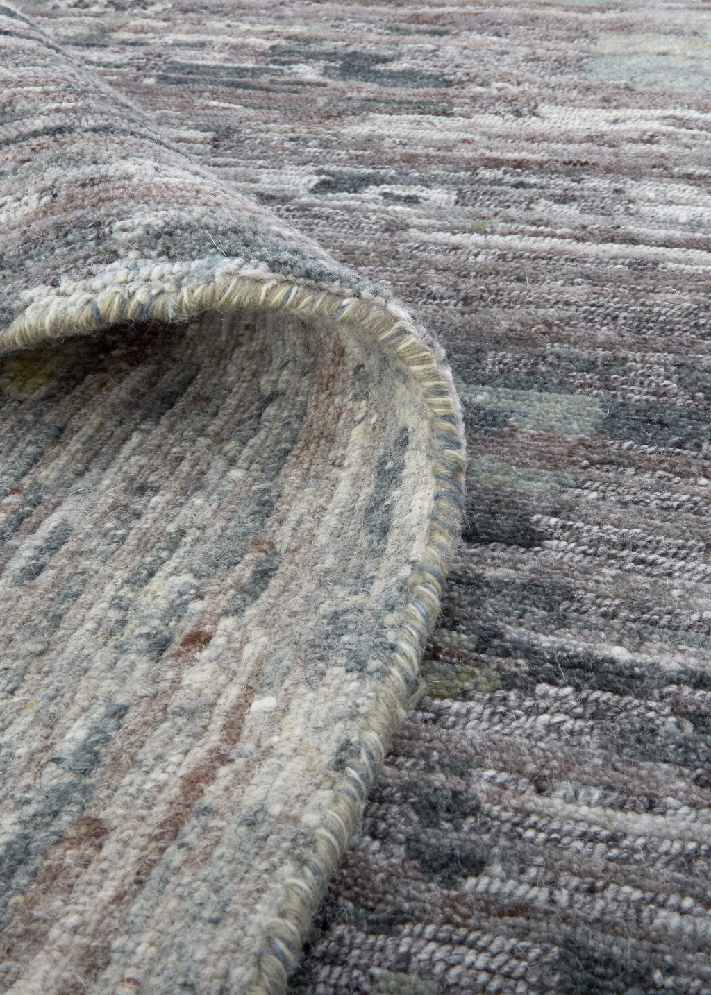 8' Blue And Gray Wool Abstract Hand Knotted Runner Rug