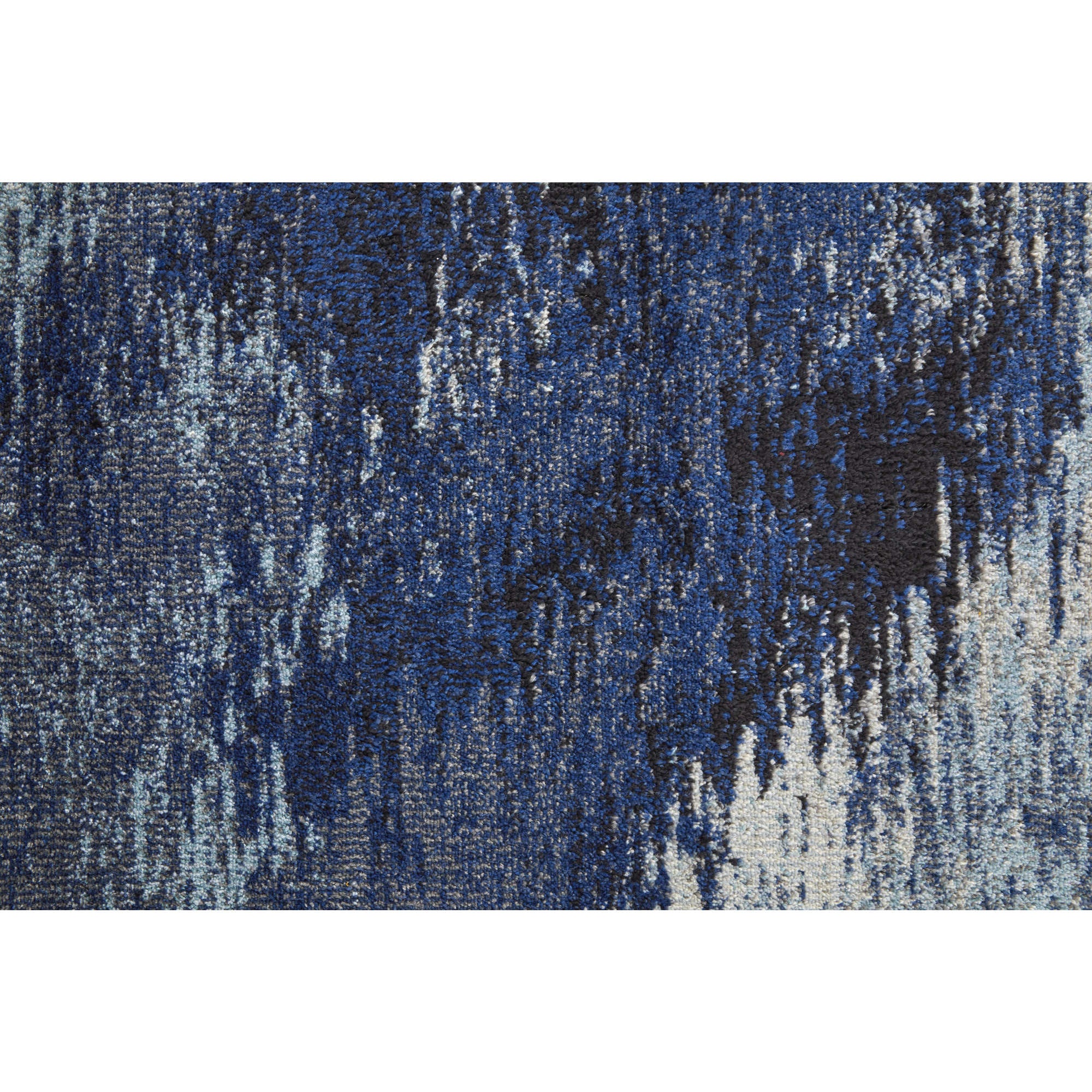 8' Blue and Ivory Abstract Power Loom Runner Rug