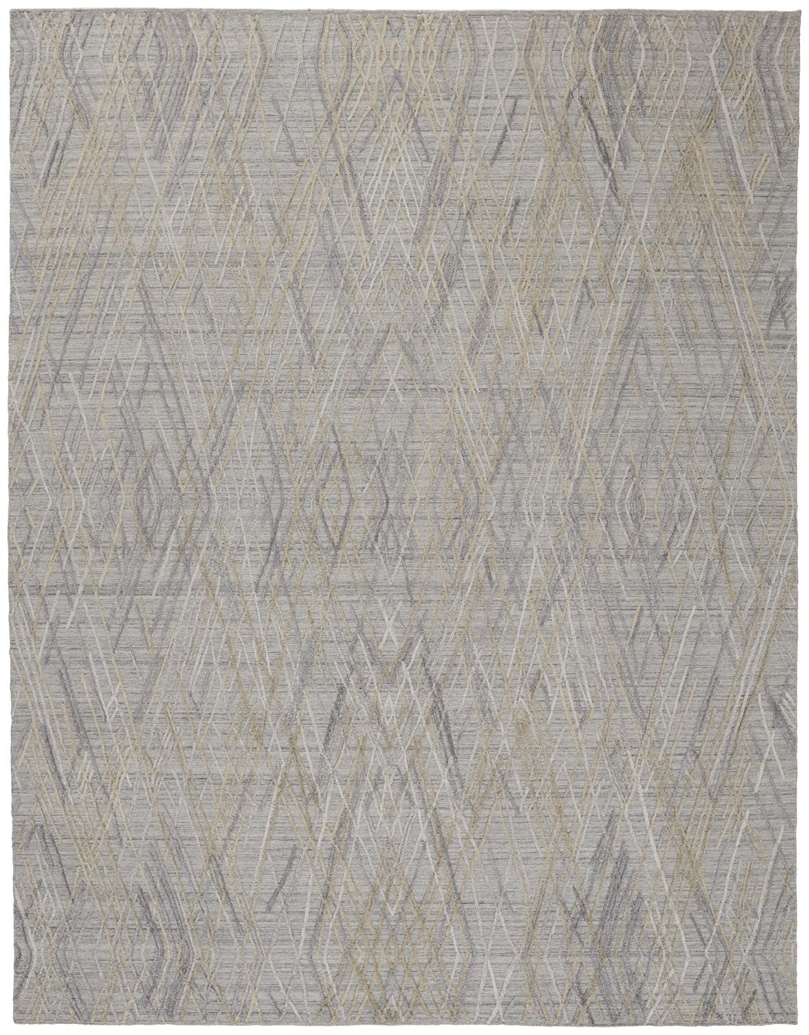 10' X 14' Gray And Ivory Abstract Hand Woven Area Rug