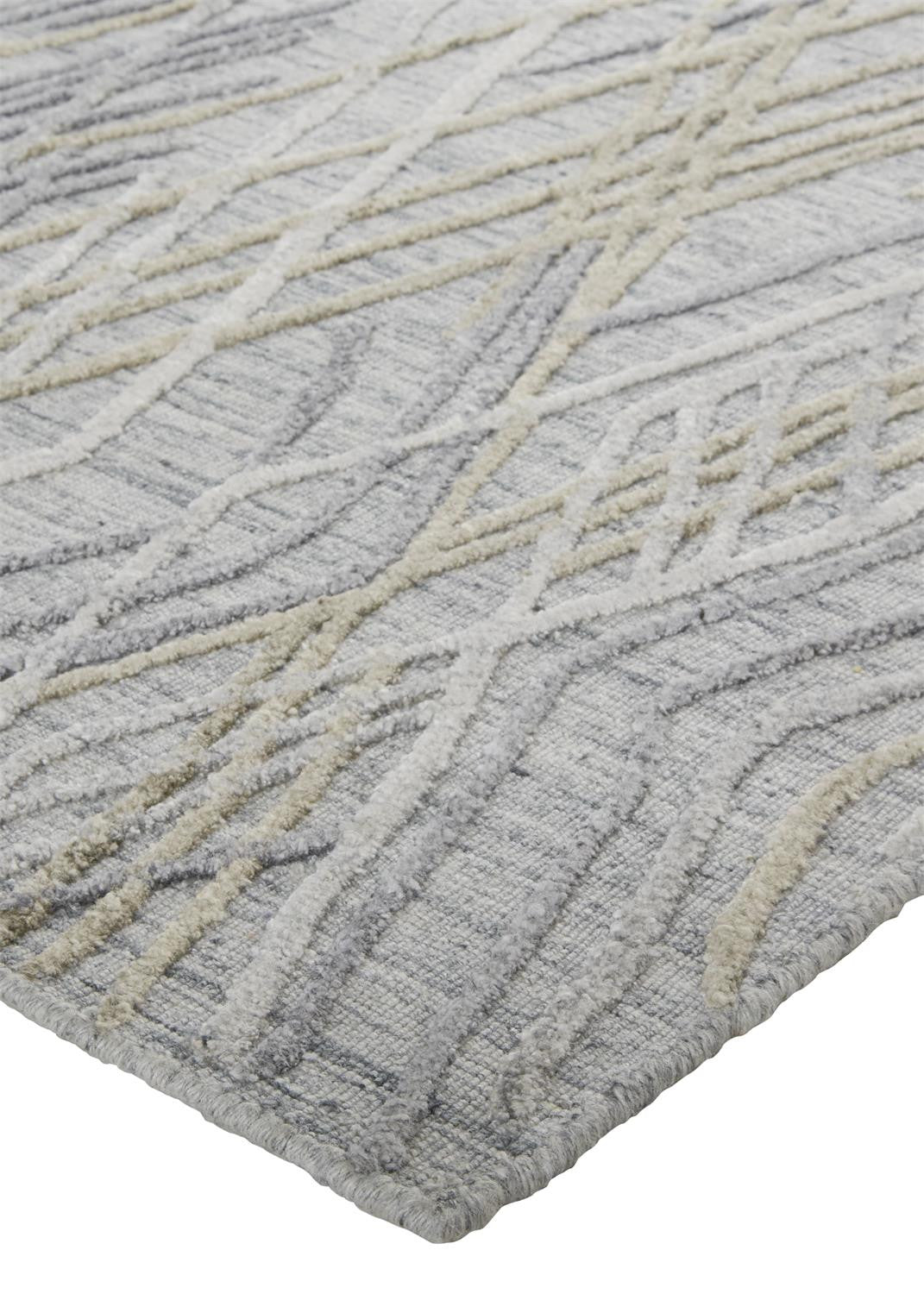 10' X 14' Gray And Ivory Abstract Hand Woven Area Rug