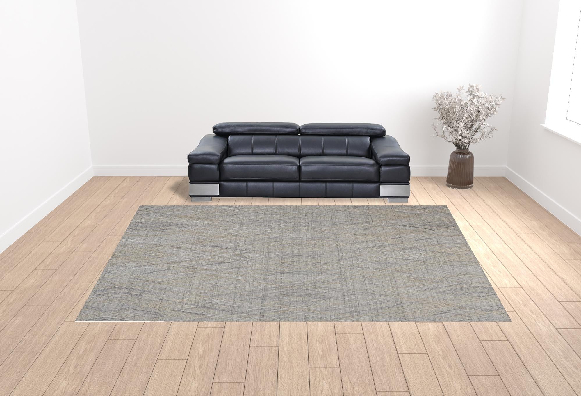 12' X 15' Gray And Ivory Abstract Hand Woven Area Rug