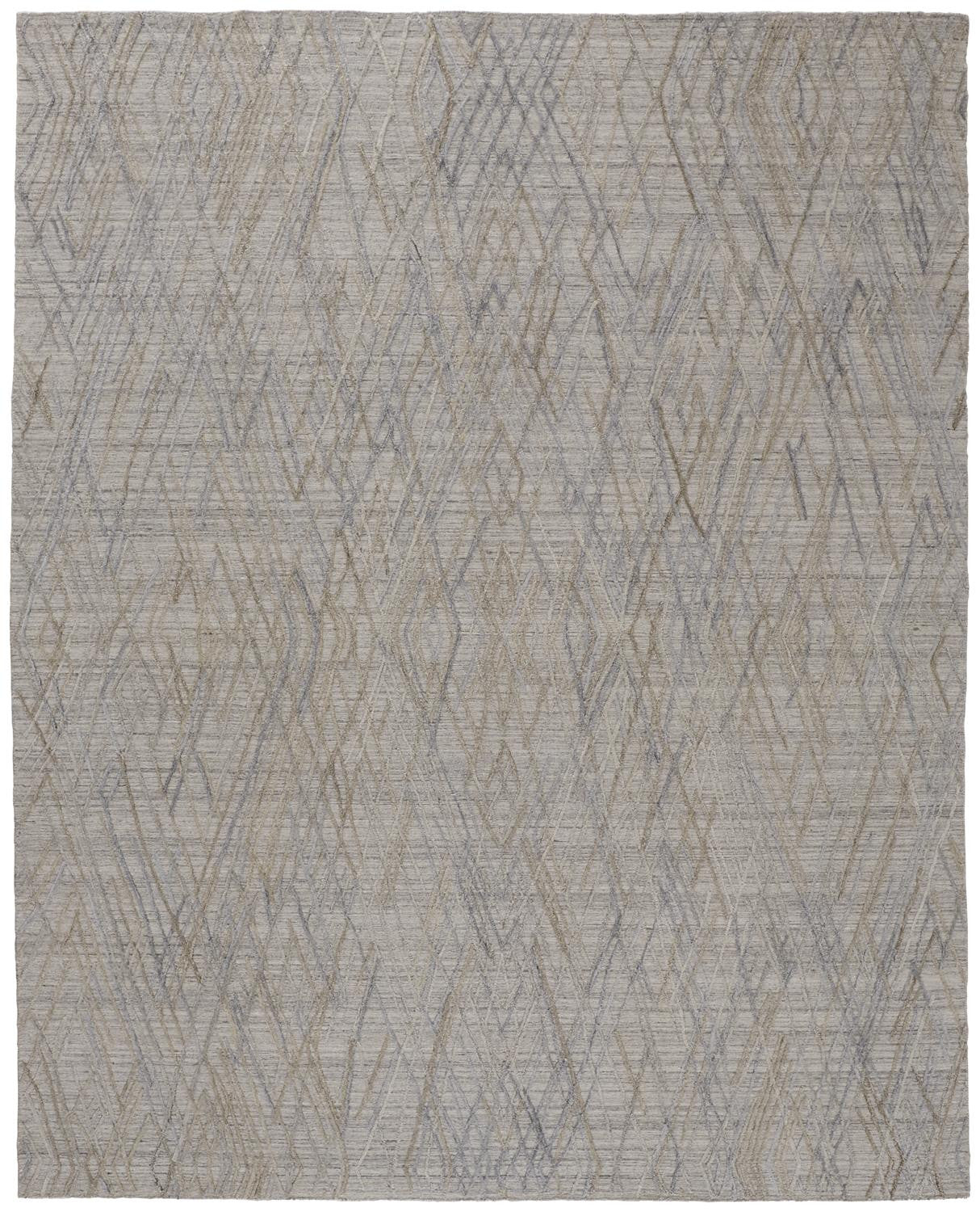 12' X 15' Gray And Blue Abstract Hand Woven Area Rug