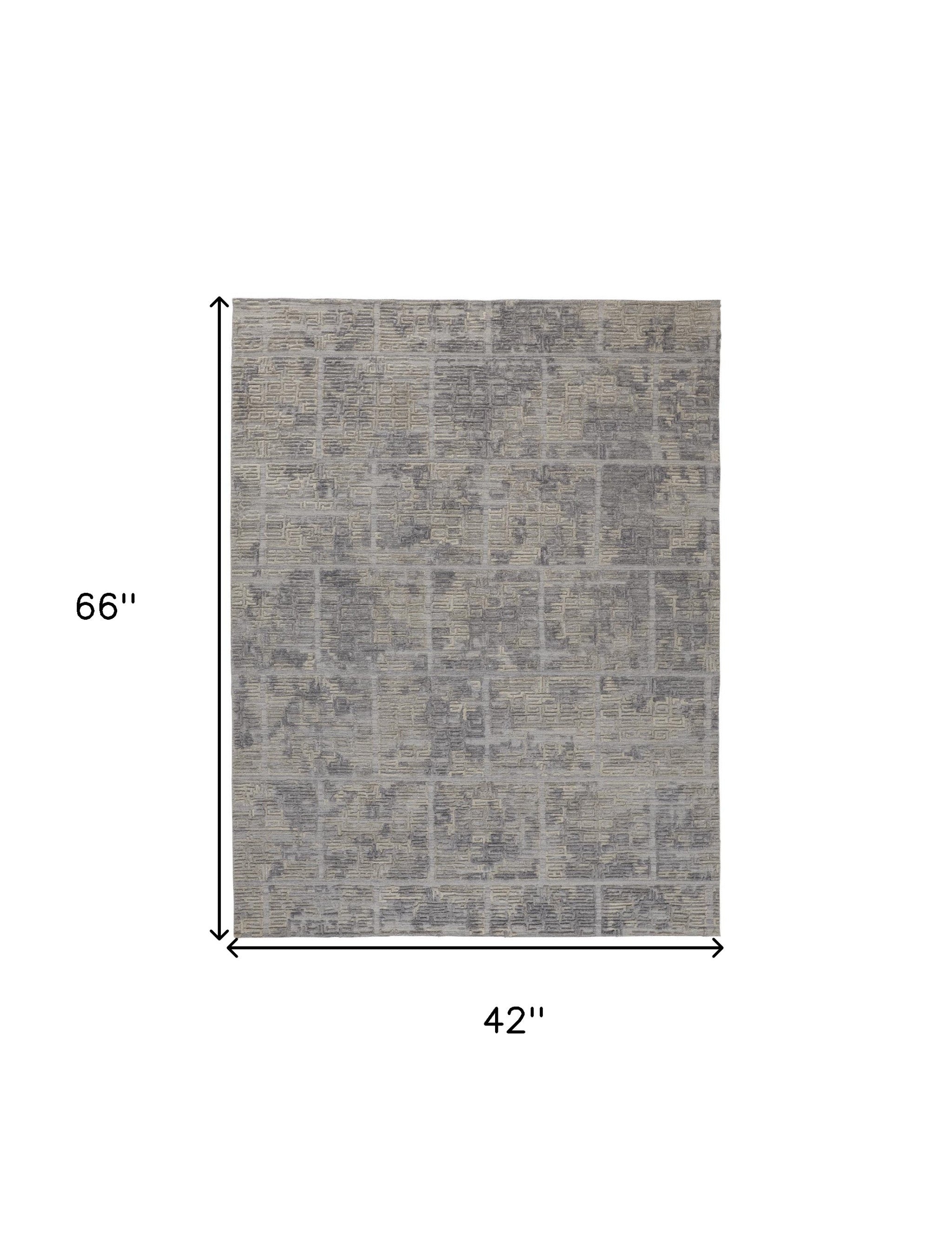 4' X 6' Gray And Ivory Abstract Hand Woven Area Rug