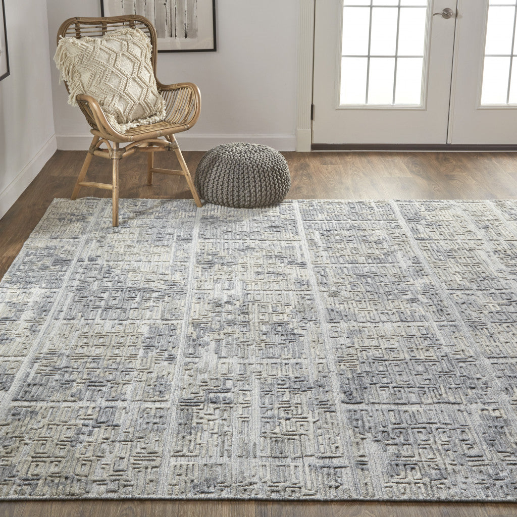 5' X 8' Gray And Ivory Abstract Hand Woven Area Rug