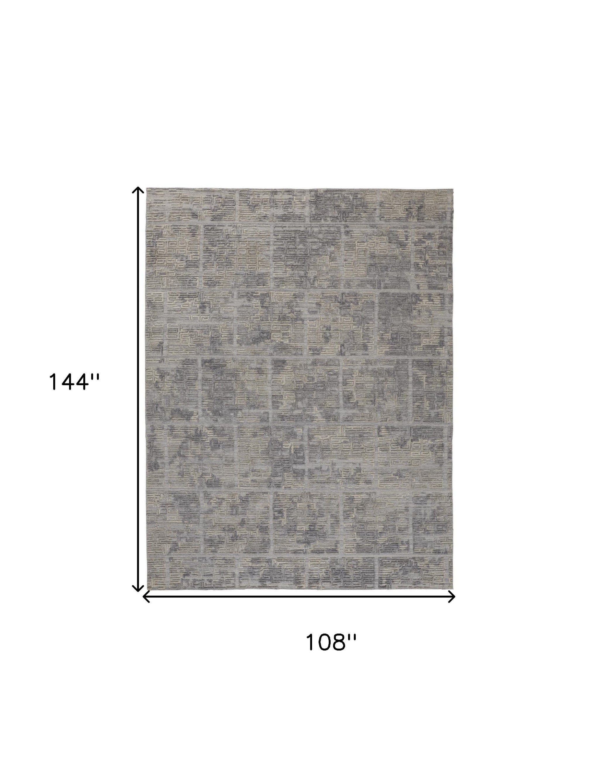 9' X 12' Gray And Ivory Abstract Hand Woven Area Rug