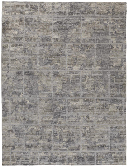 9' X 12' Gray And Ivory Abstract Hand Woven Area Rug