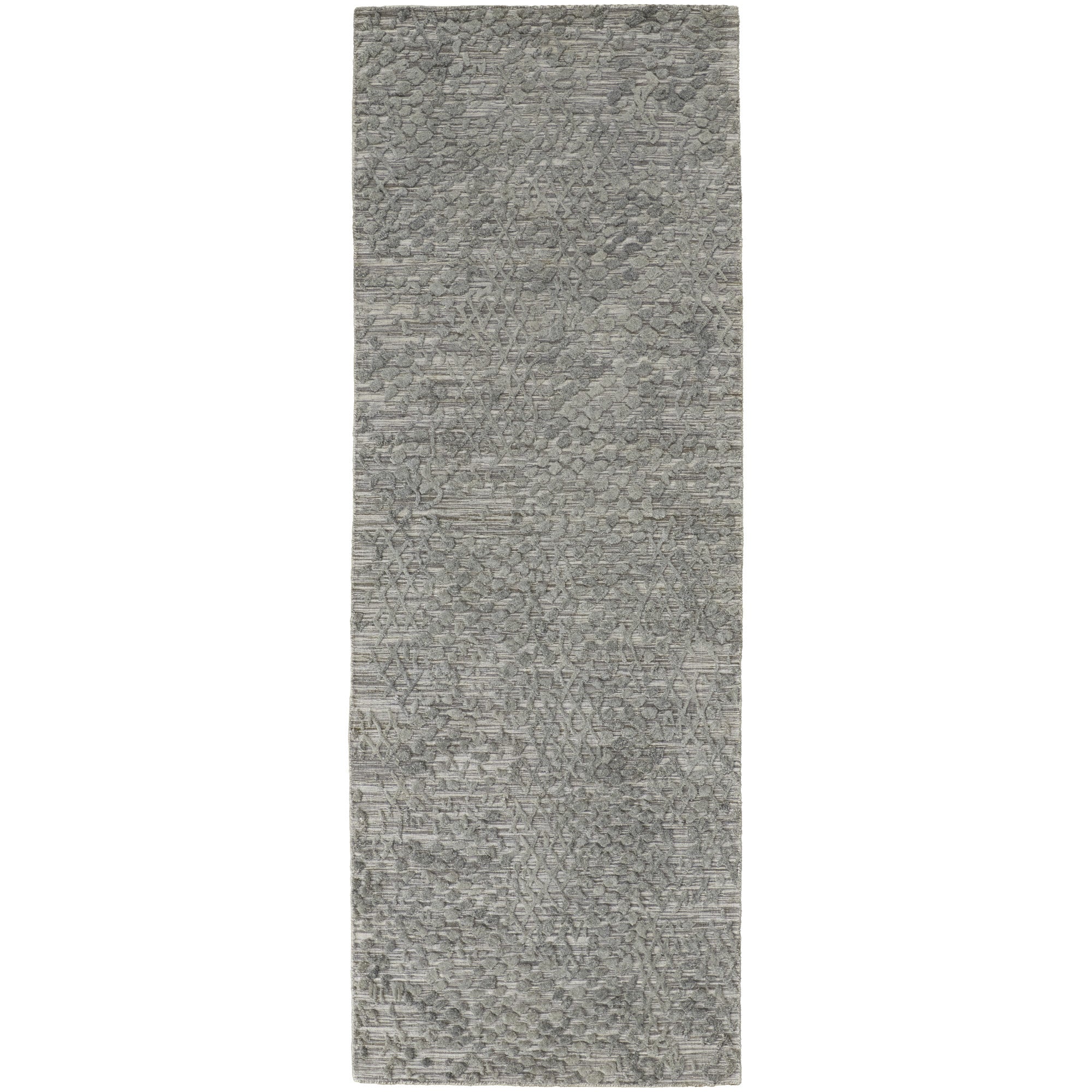 10' Gray Abstract Hand Woven Runner Rug