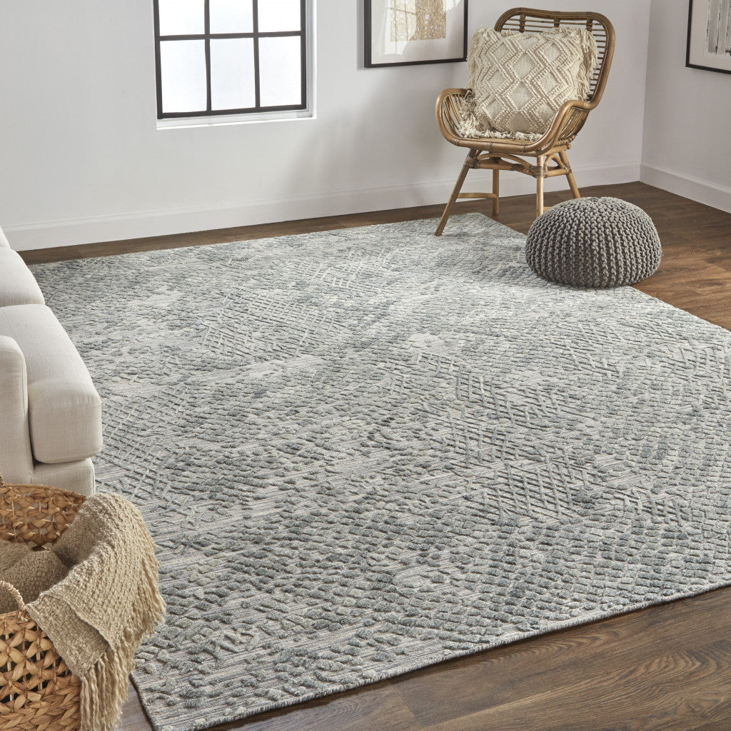 12' X 15' Gray Abstract Hand Woven Area Rug