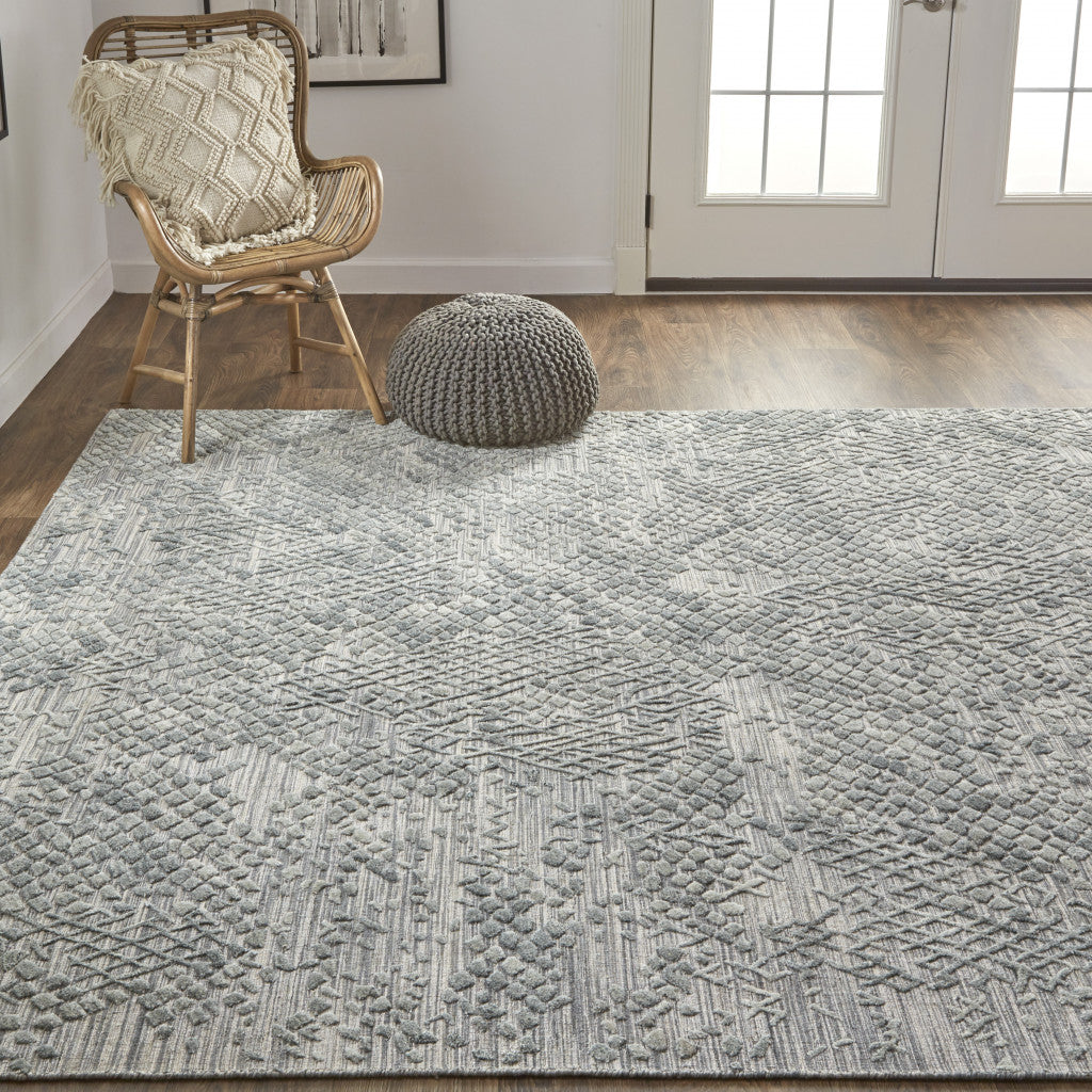 12' X 15' Gray Abstract Hand Woven Area Rug