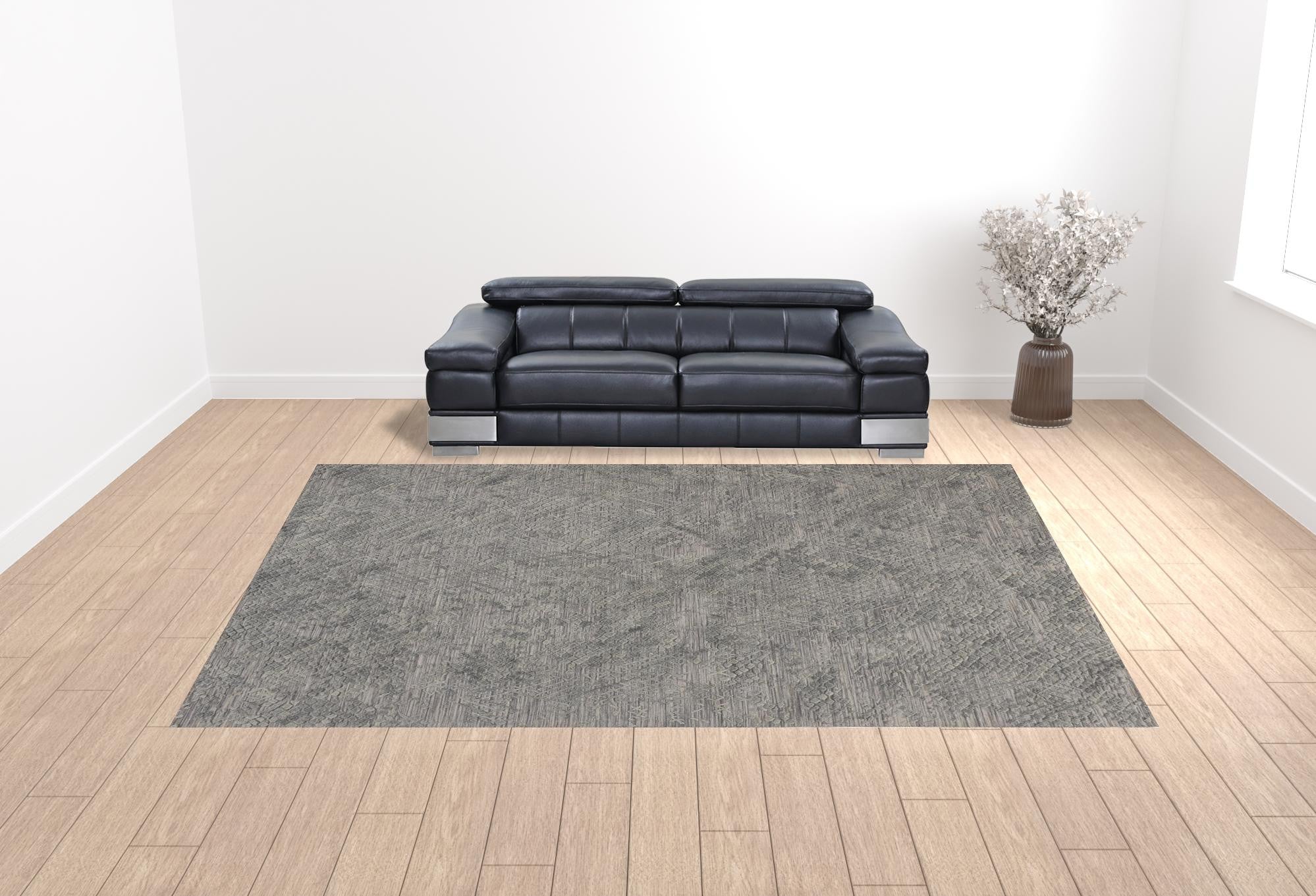 12' X 15' Gray Abstract Hand Woven Area Rug