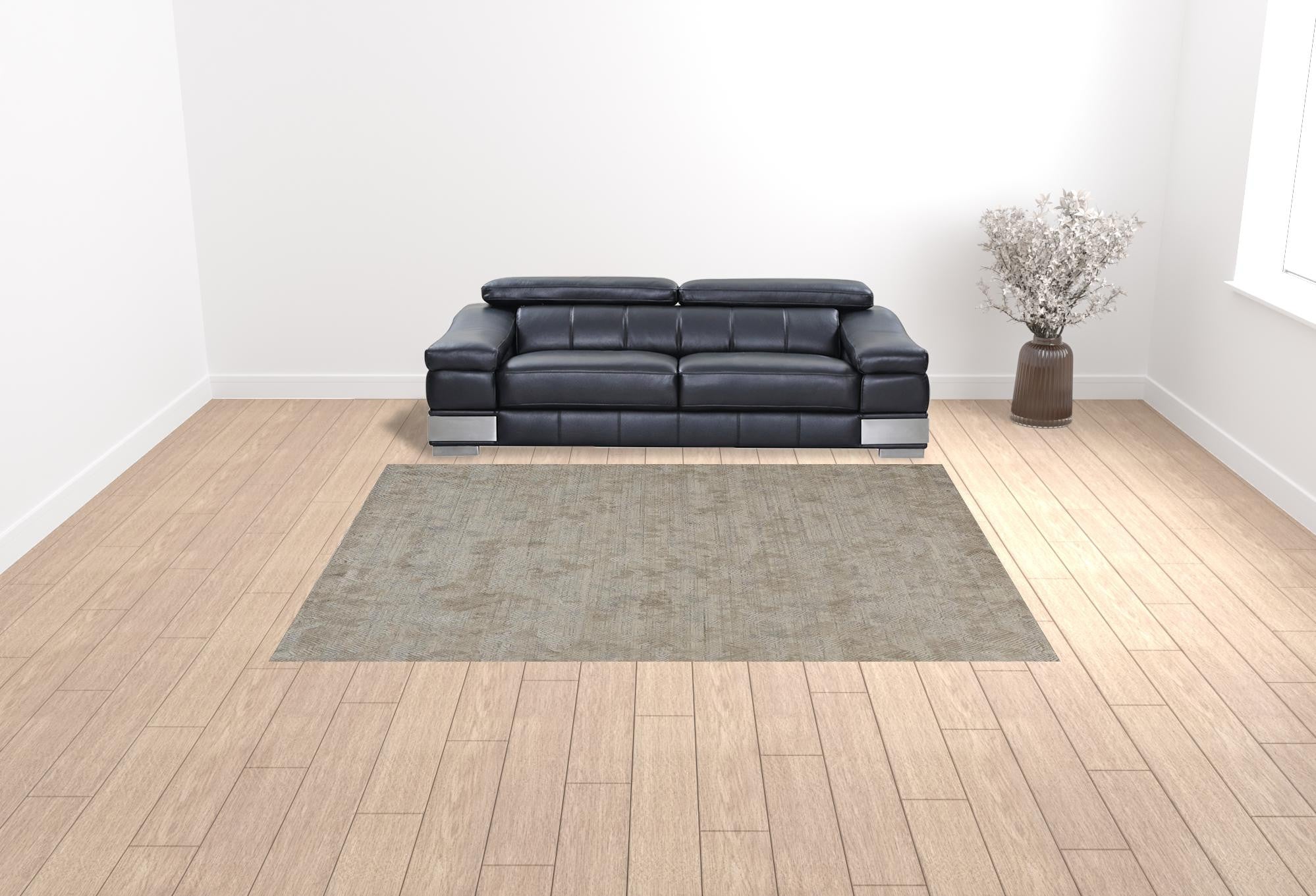 9' X 12' Gray And Taupe Abstract Hand Woven Area Rug