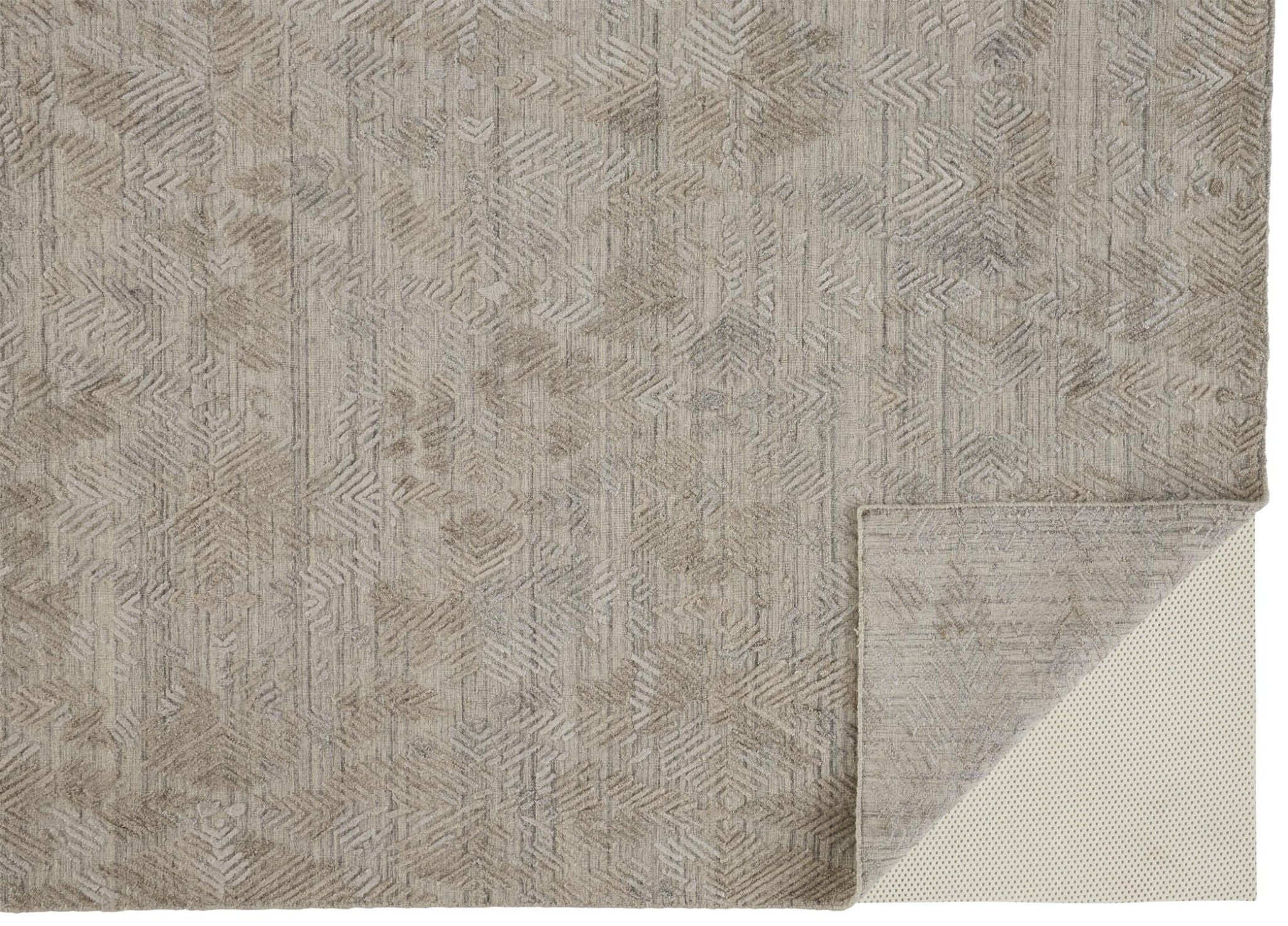 9' X 12' Gray And Taupe Abstract Hand Woven Area Rug